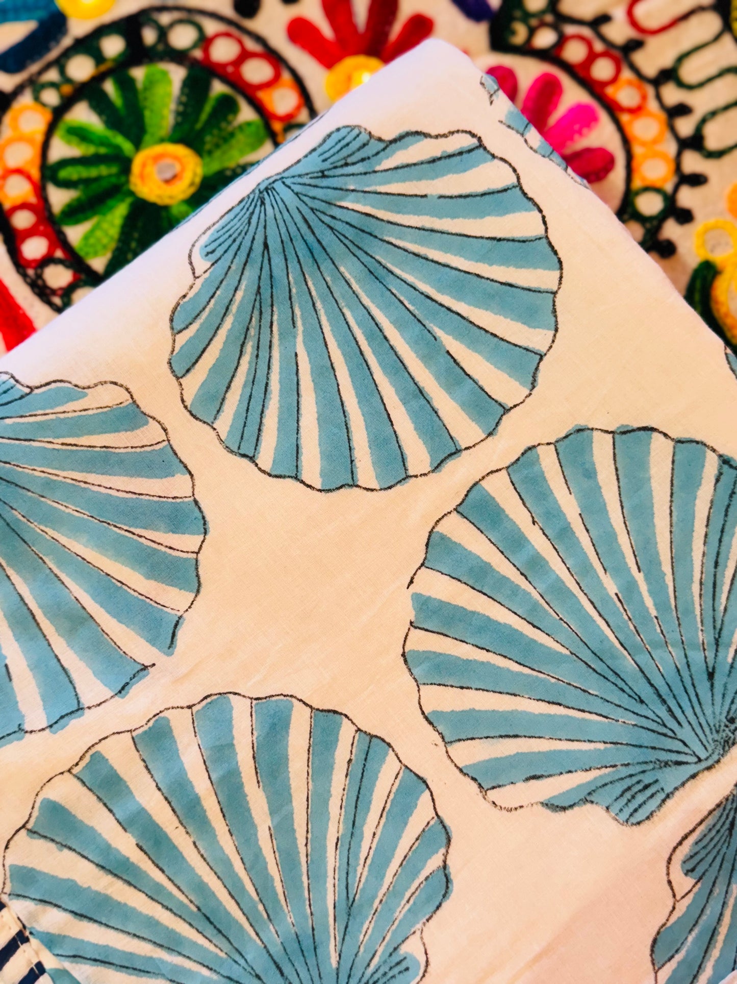 Reversible Cotton Dohar – Sailboats & Shells | Handmade Toddler Blanket