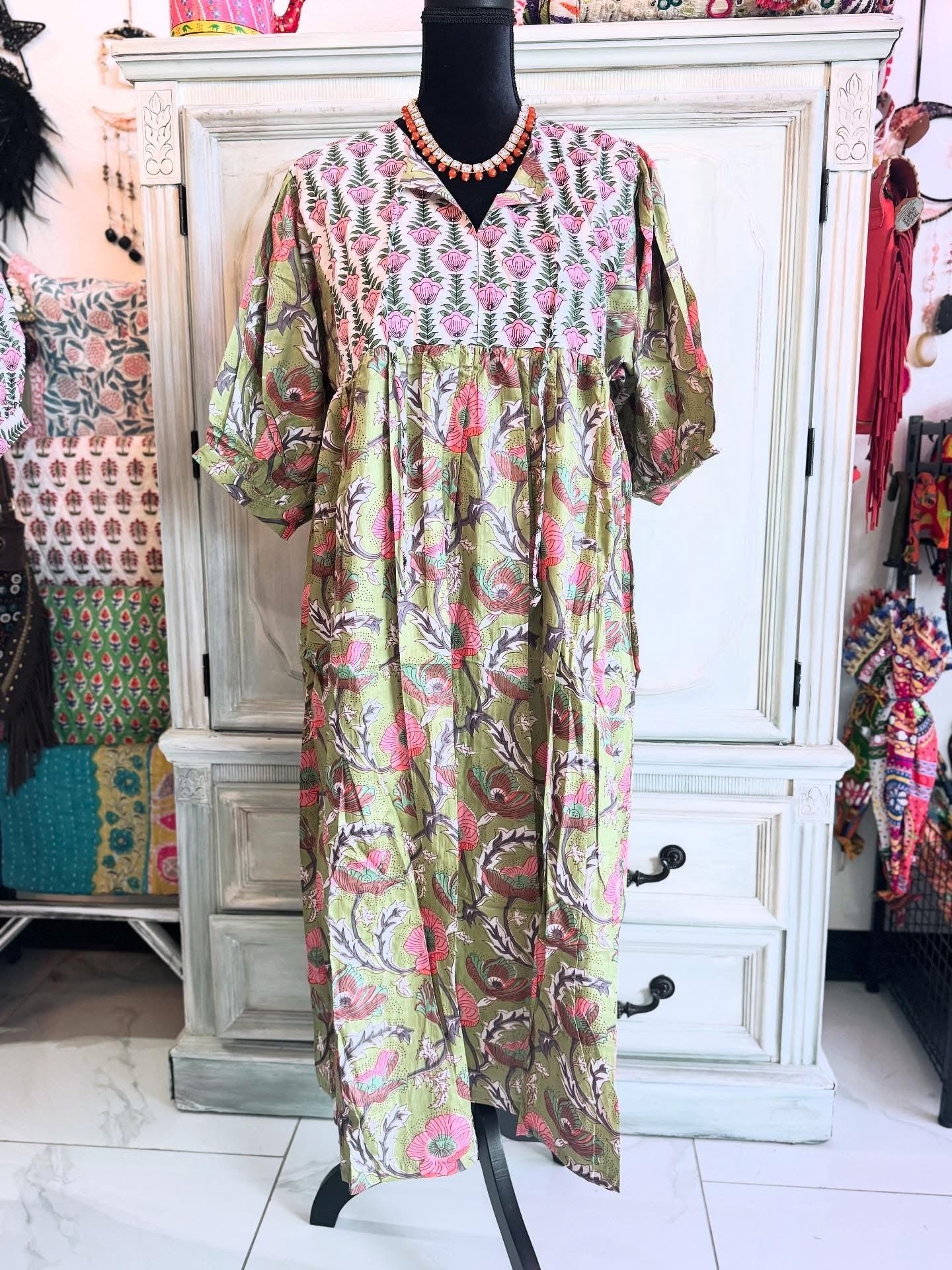Garden Twin – Mixed Print Cotton Dress