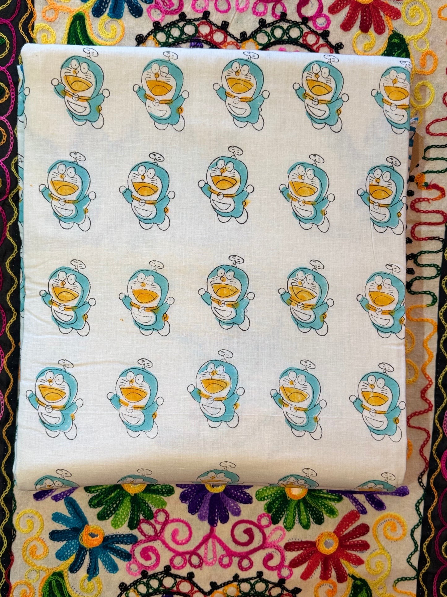 Reversible Cotton Dohar – Robots & Birds | Handmade Toddler Blanket