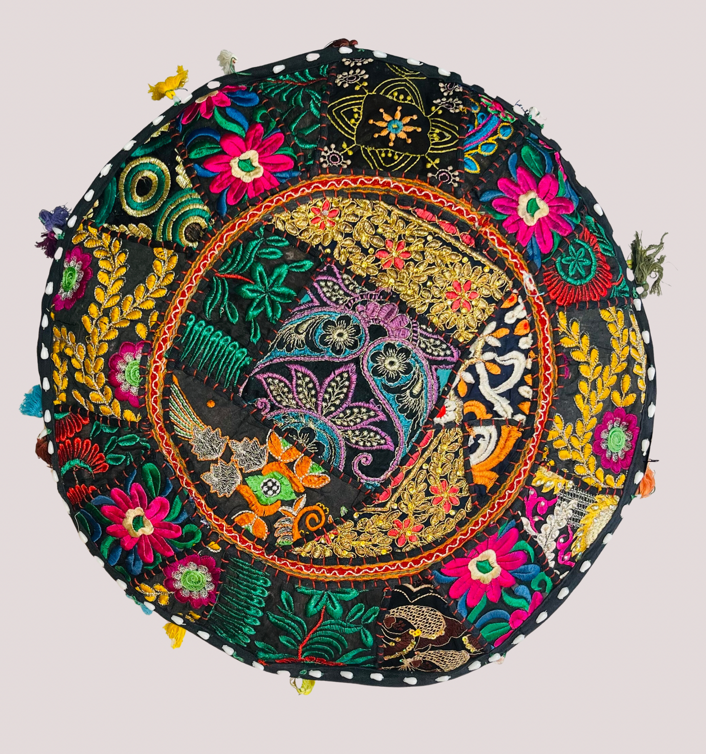 Handmade Pouf Cover - Black