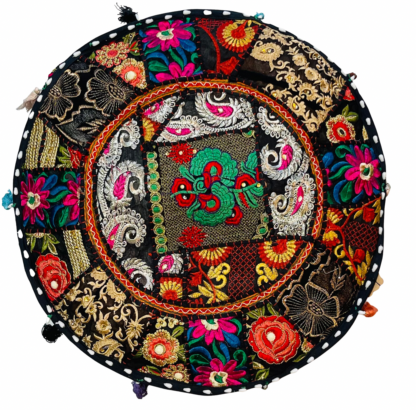 Handmade Pouf Cover - Black