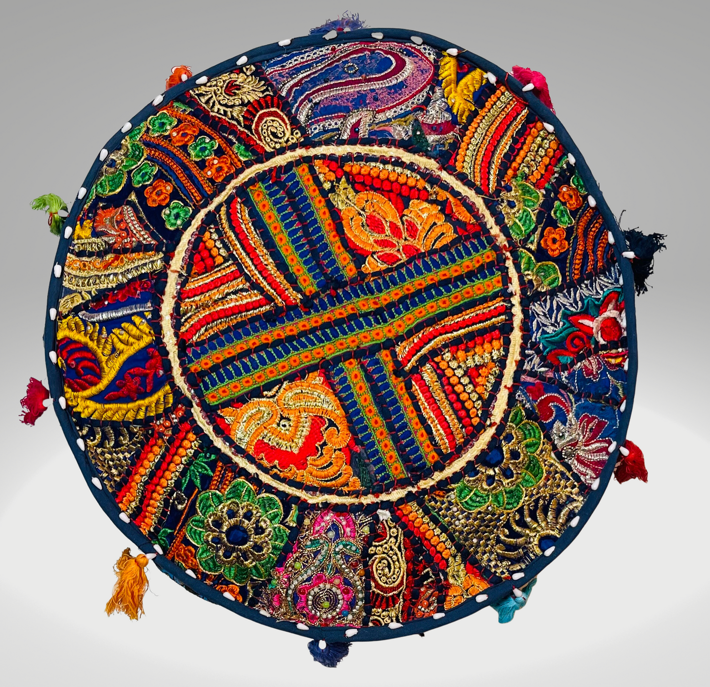 Handmade Pouf Cover - Blue