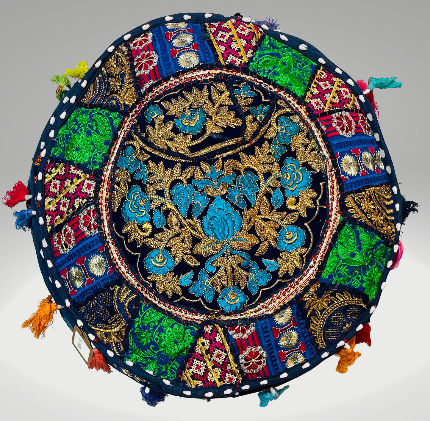 Handmade Pouf Cover - Blue
