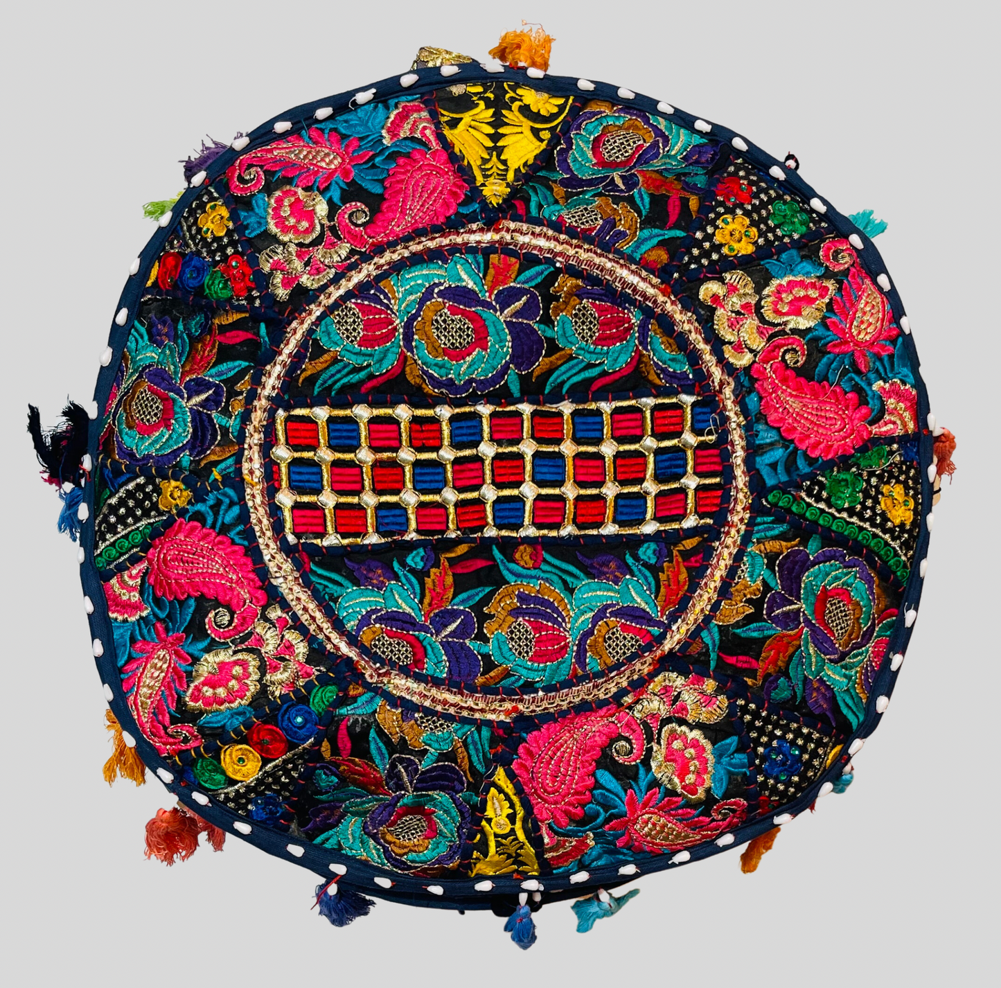 Handmade Pouf Cover - Blue