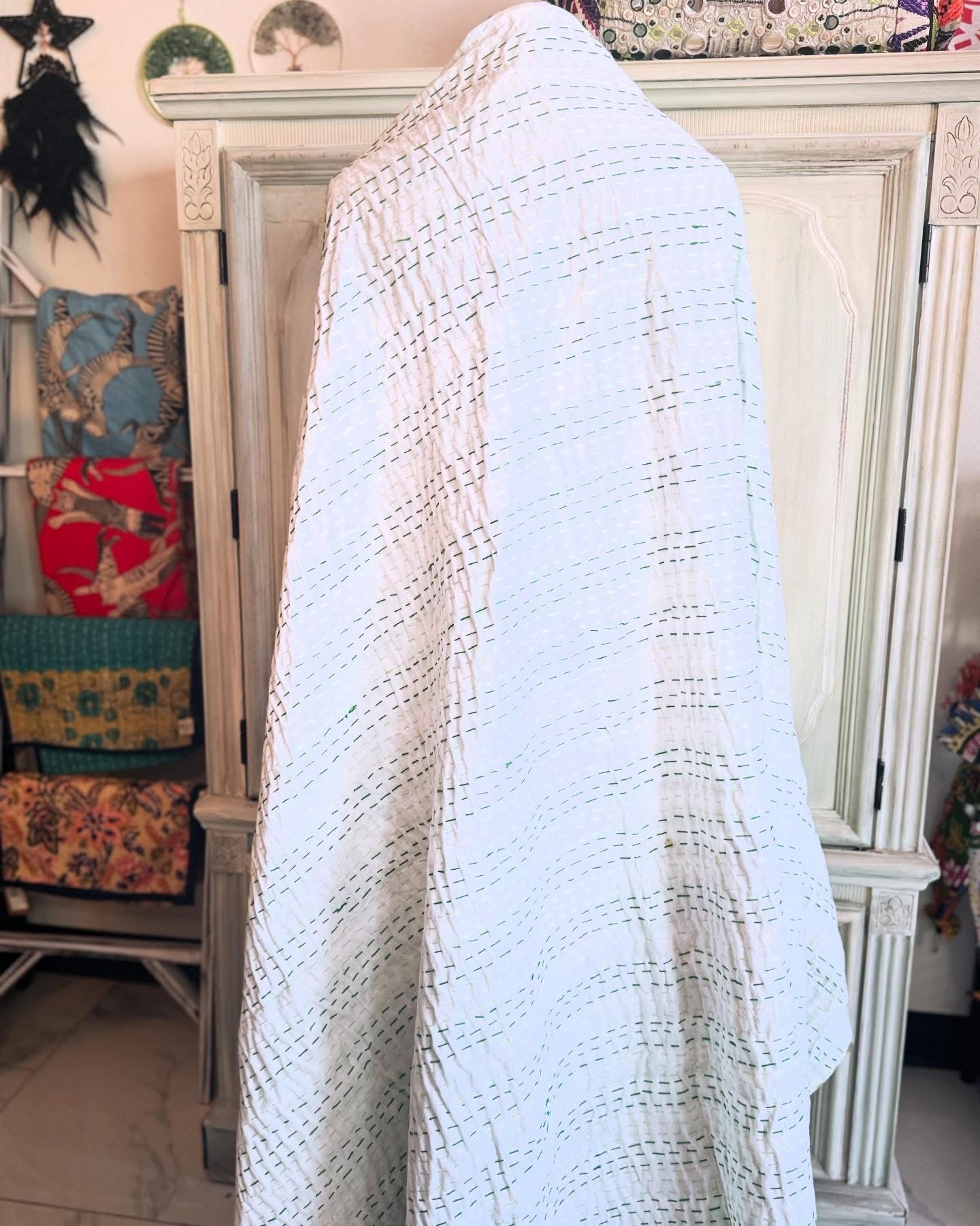 Flowers- Teal Kantha - Full