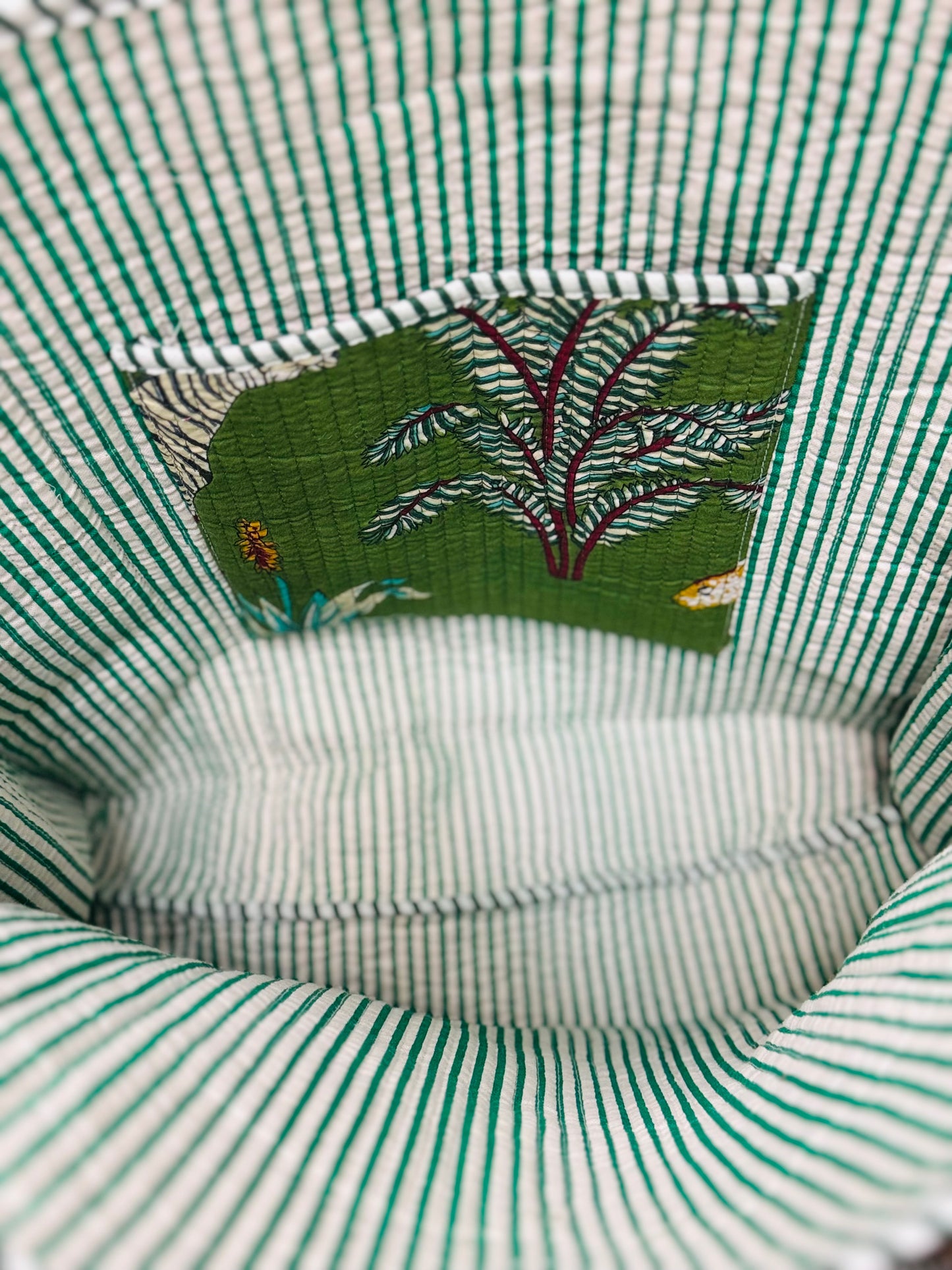 Jungle Muse Tote – Handmade Quilted Cotton Bag | Green Safari Market Tote