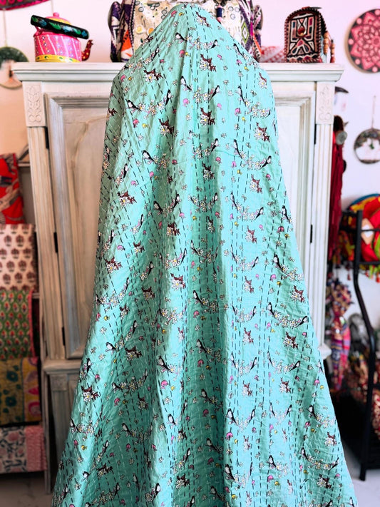 Whimsy Waters – Reversible Handmade Kantha Quilt | Collector’s Edition