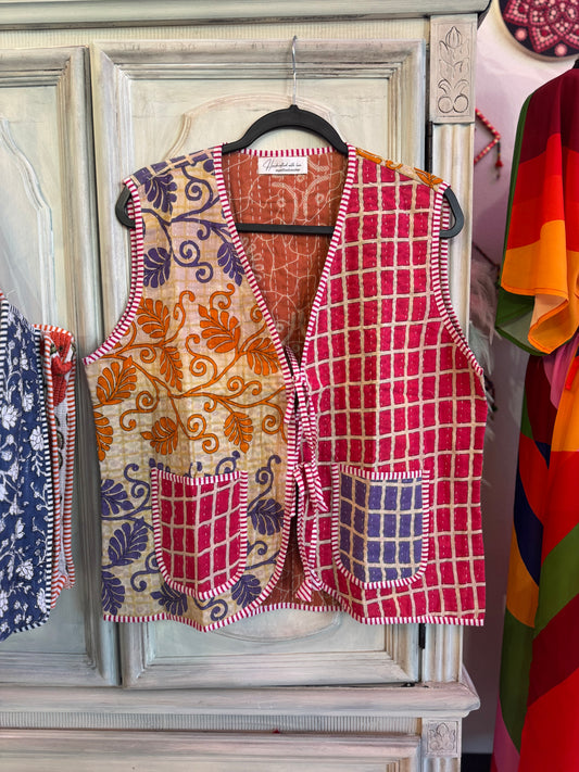 Handmade Reversible Kantha Vest – Firefly | 100% Cotton Jacket