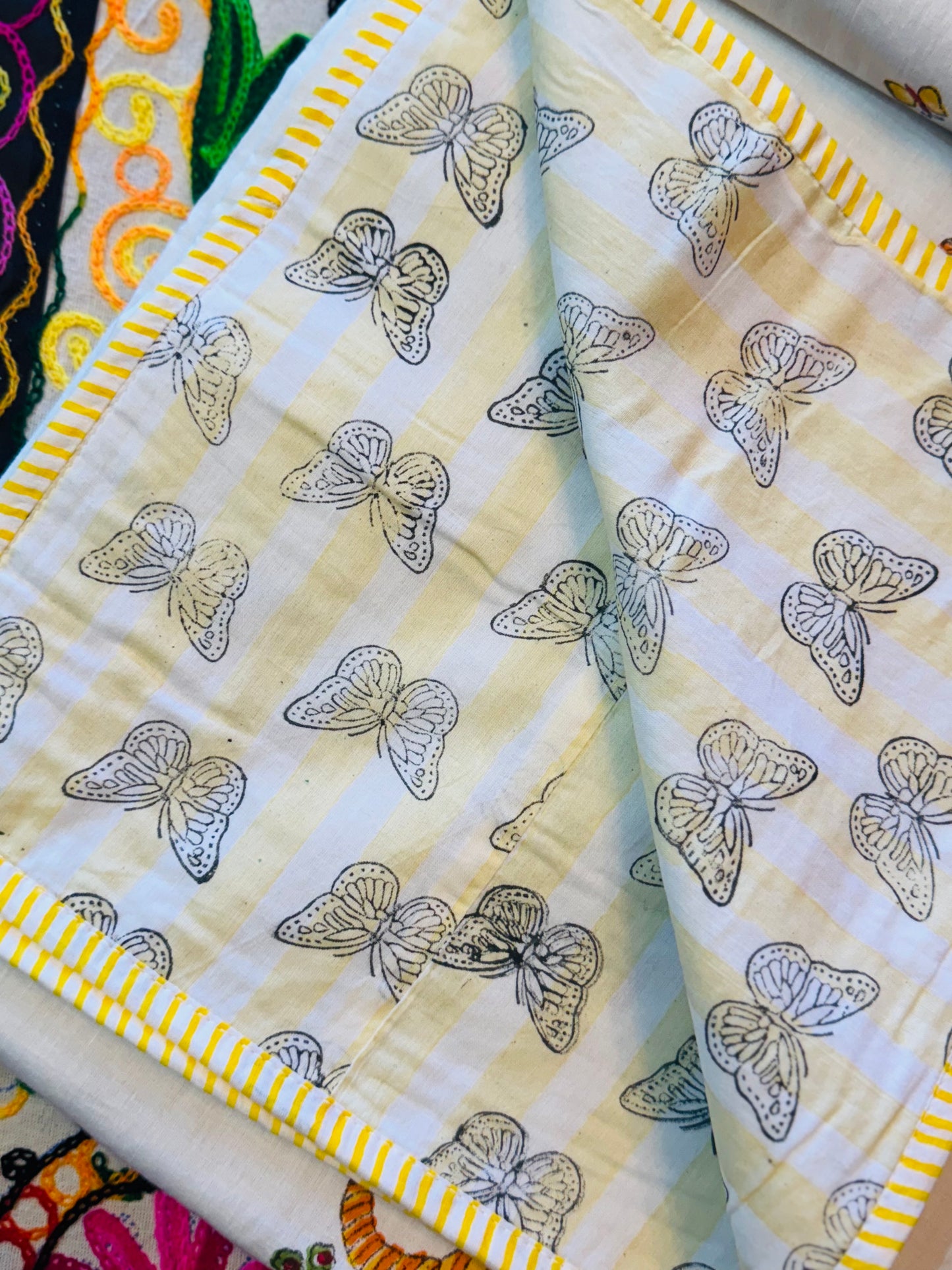 Reversible Cotton Dohar – Tigers & Butterflies | Handmade Toddler Blanket