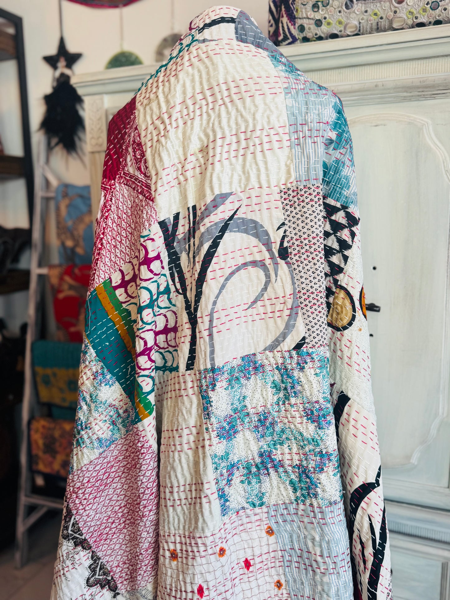 Silk Patchwork Quilt White- Full