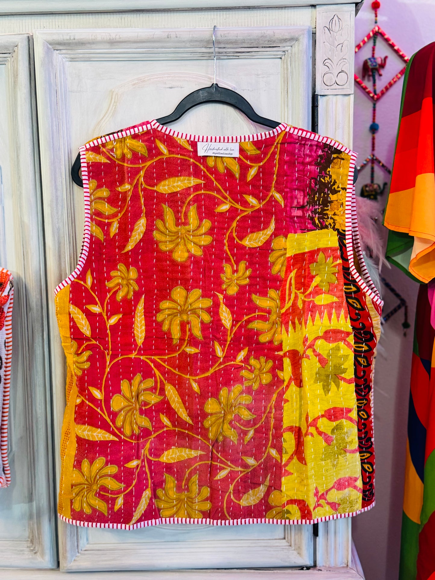 Handmade Reversible Kantha Vest – Spice | 100% Cotton Jacket