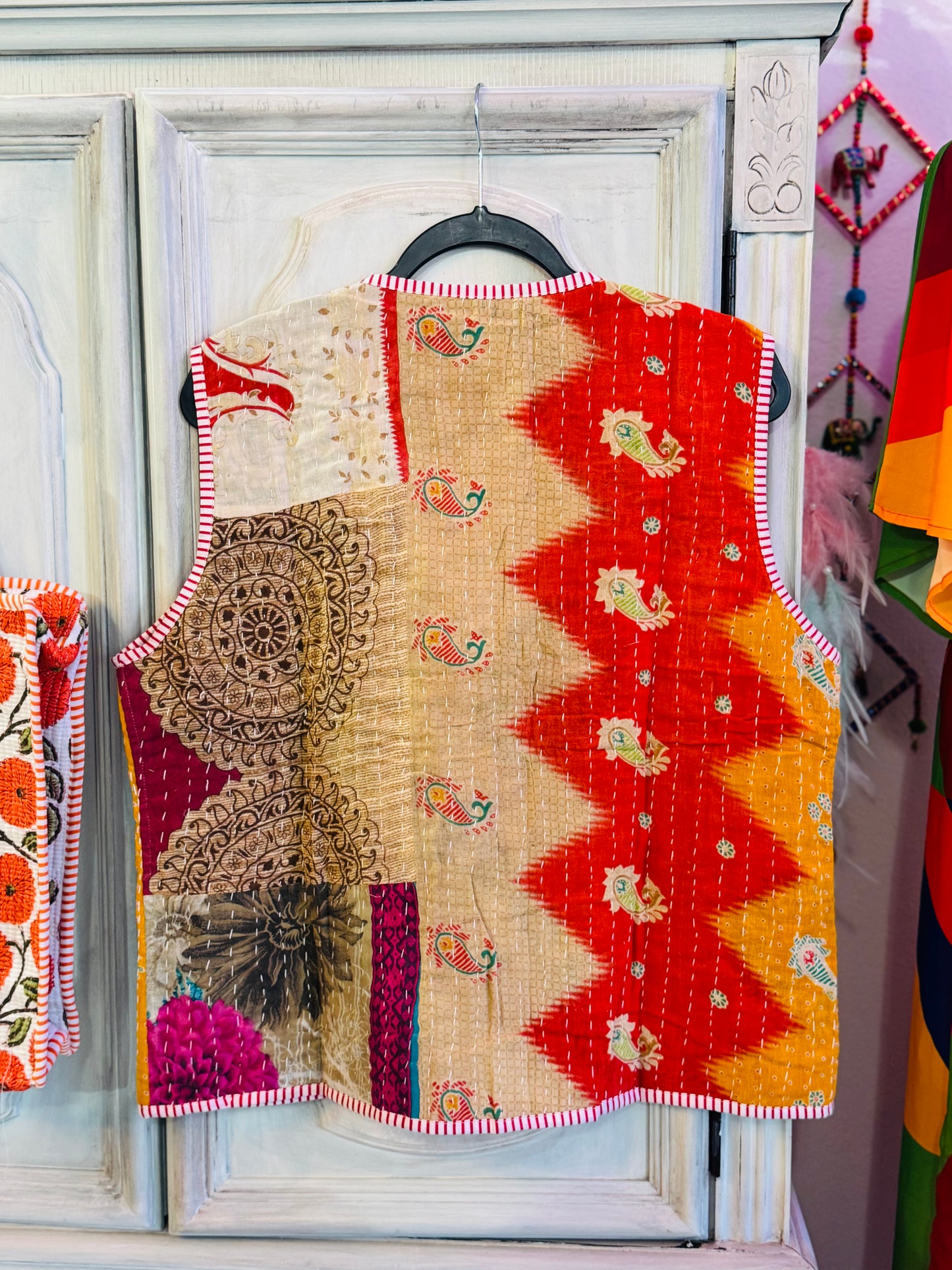 Handmade Reversible Kantha Vest – Spice | 100% Cotton Jacket
