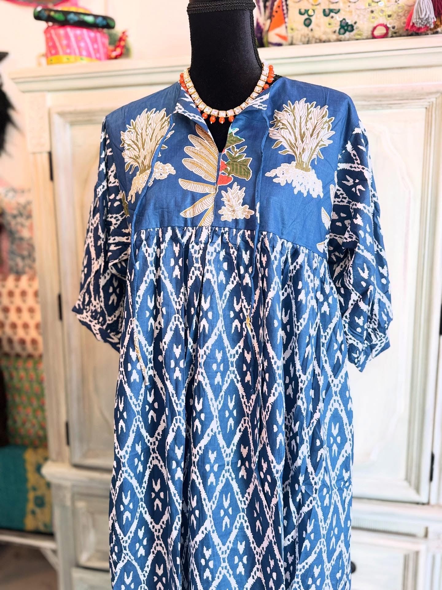 Indigo Grove – Mixed Print Cotton Dress