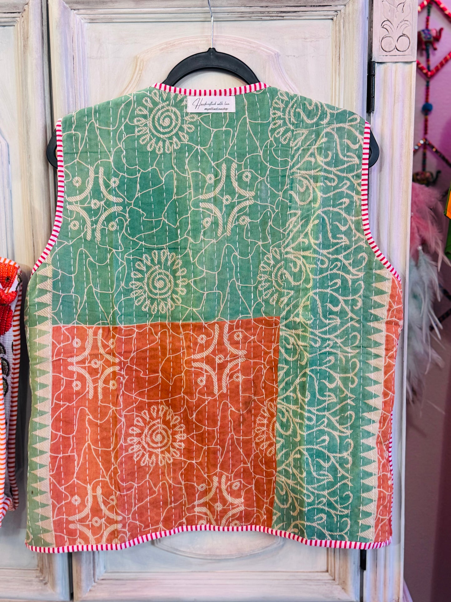 Handmade Reversible Kantha Vest – Berry | 100% Cotton Jacket