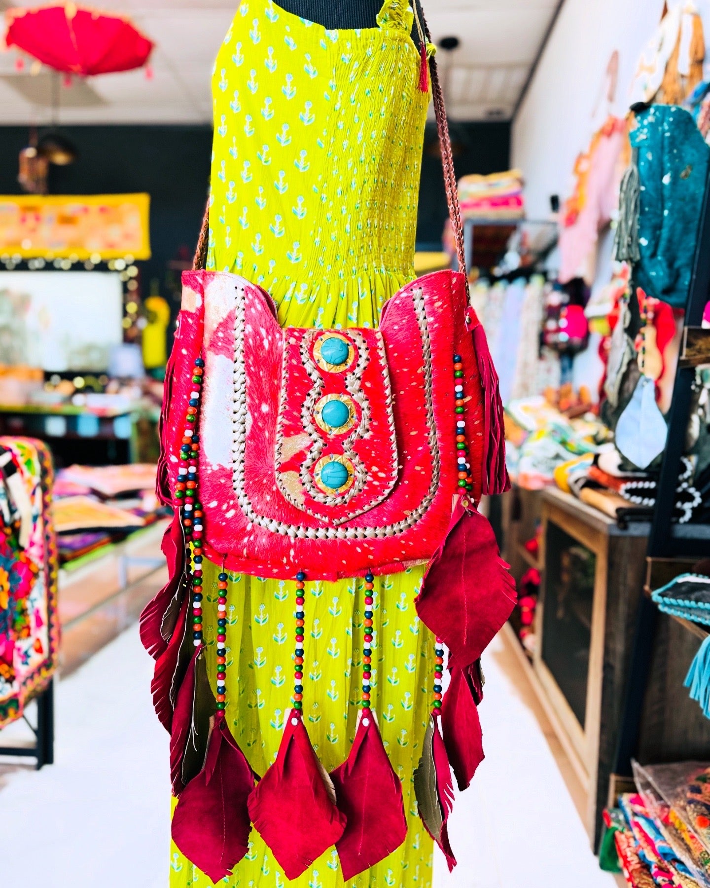 Shoulder Bag with Leaves