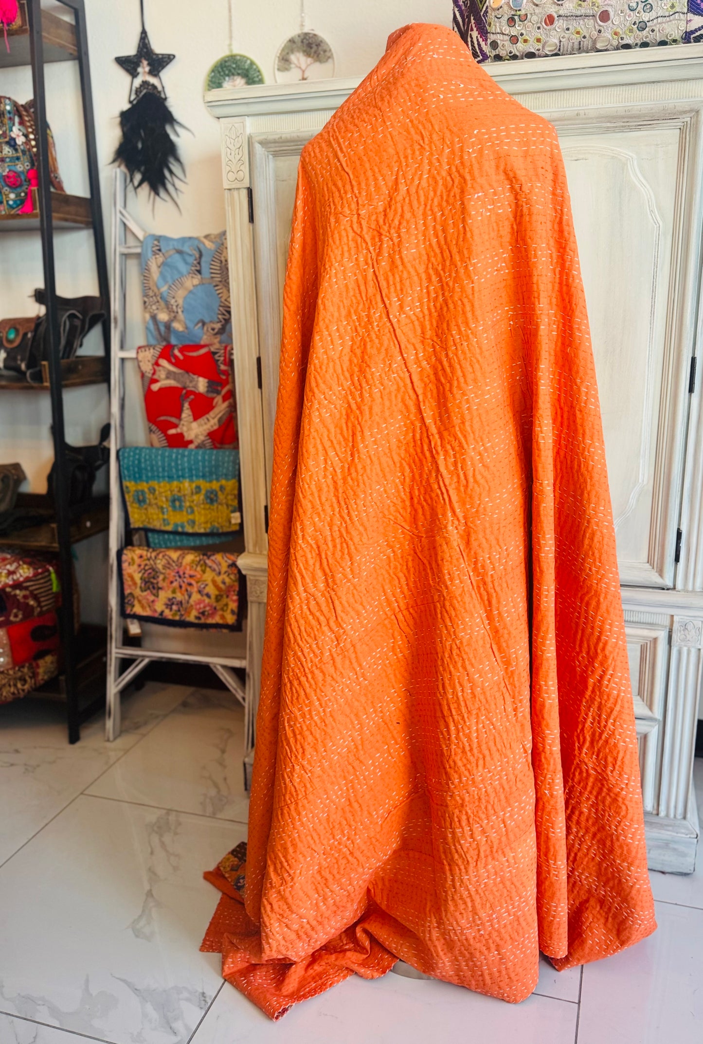 Silk Patchwork Quilt Orange - Full