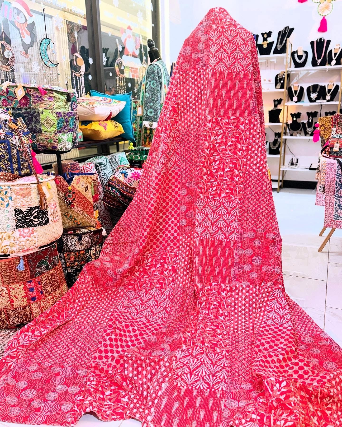Rosy Reverie – Handblock Printed Kantha Quilt – 100% Cotton | Handmade