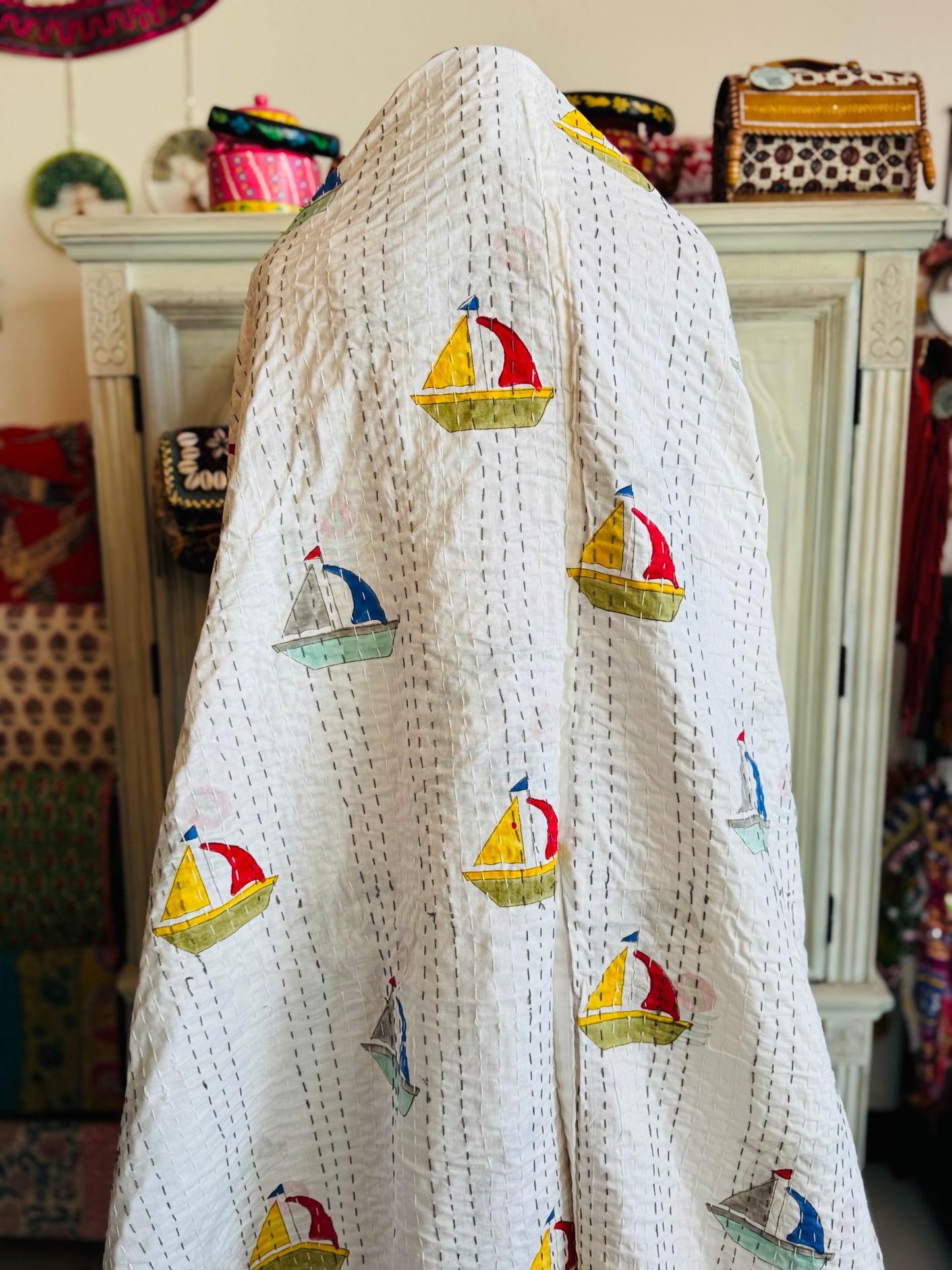 Dolphin Bay – Reversible Handmade Kantha Quilt | Collector’s Edition