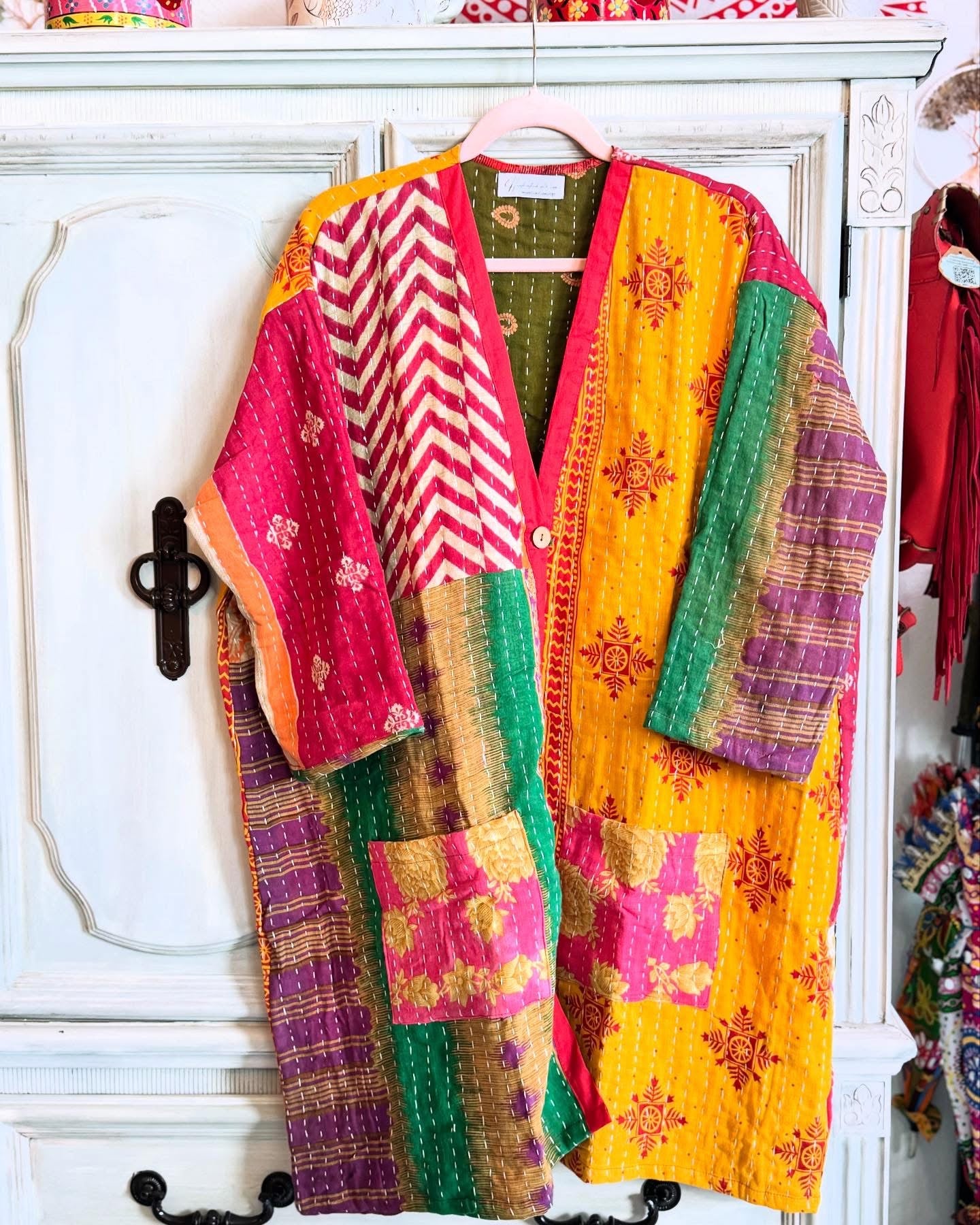 Green Kantha Kimono