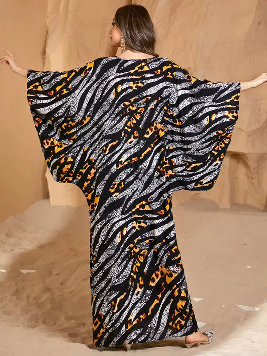 Desert Mirage Boho Kaftan – Free Size, Mixed Fabric