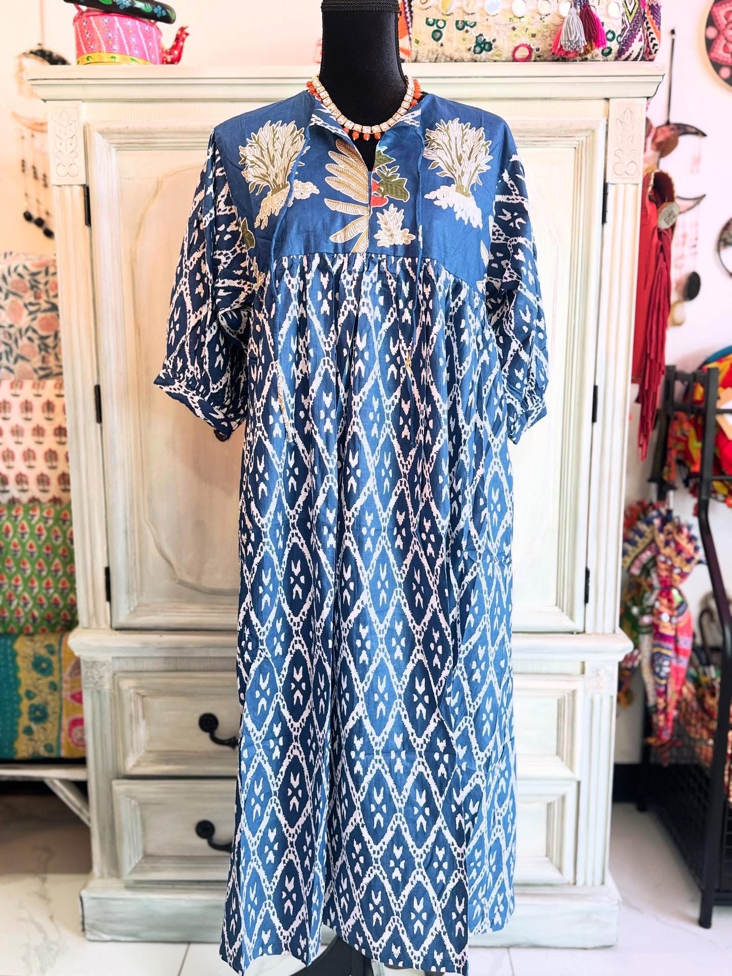 Indigo Grove – Mixed Print Cotton Dress