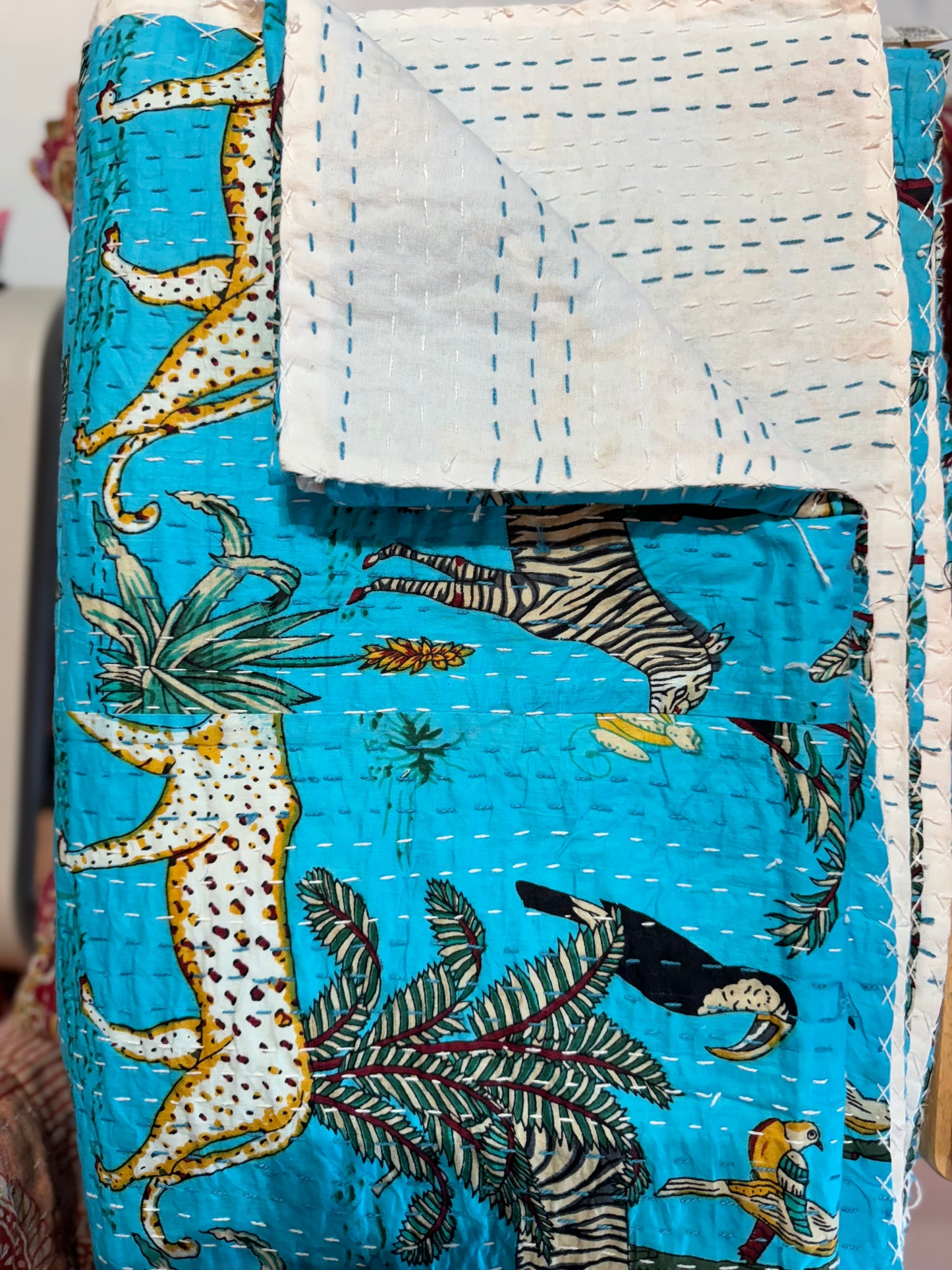 Jungle - Handblock Printed Kantha Quilt – 100% Cotton | Handmade