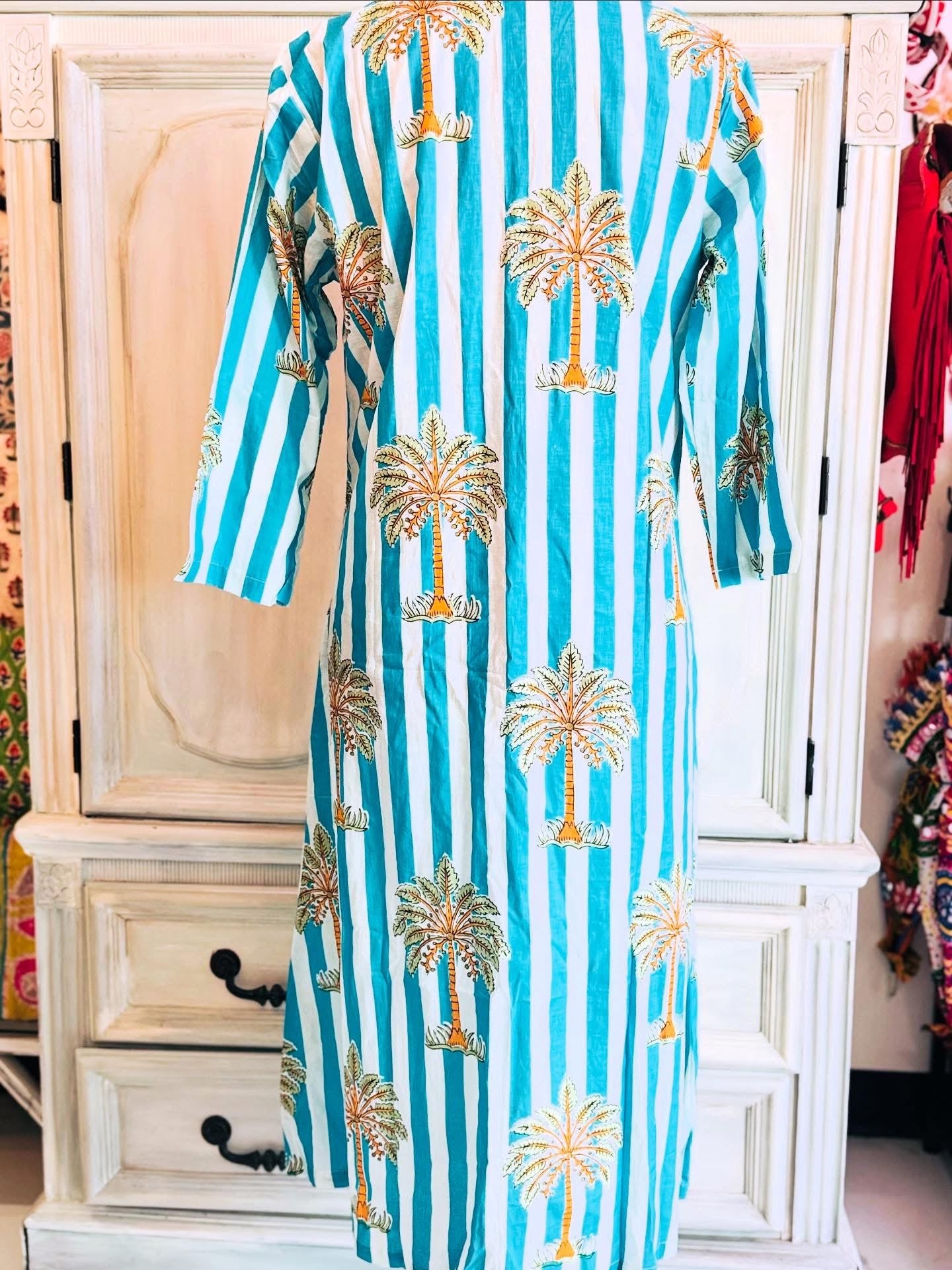 Tropical Breeze – Cotton Dress with Palm Tree Print
