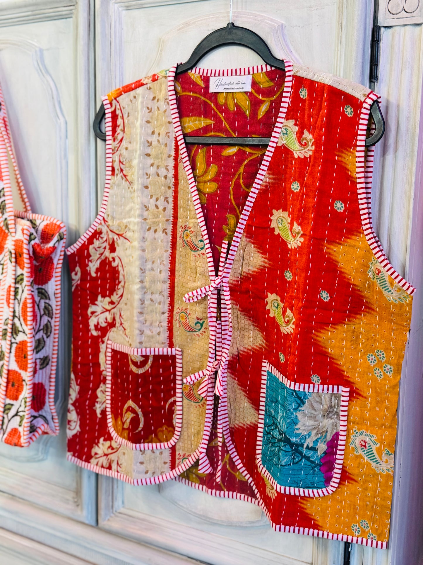 Handmade Reversible Kantha Vest – Spice | 100% Cotton Jacket