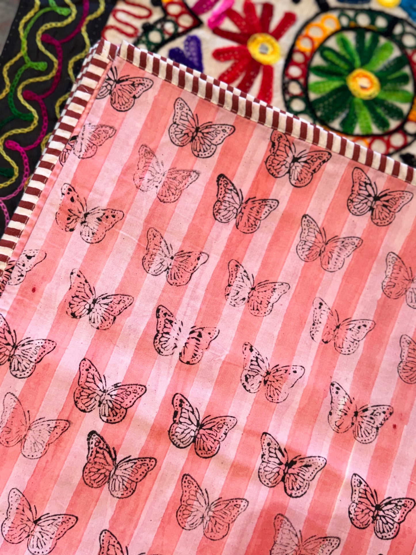 Reversible Cotton Dohar – Astronaut & Butterflies | Handmade Toddler Blanket