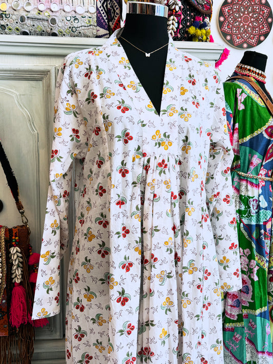 Garden Poetry – Handmade Cotton Floral Dress (Medium) | Soft Boho Summer Dress