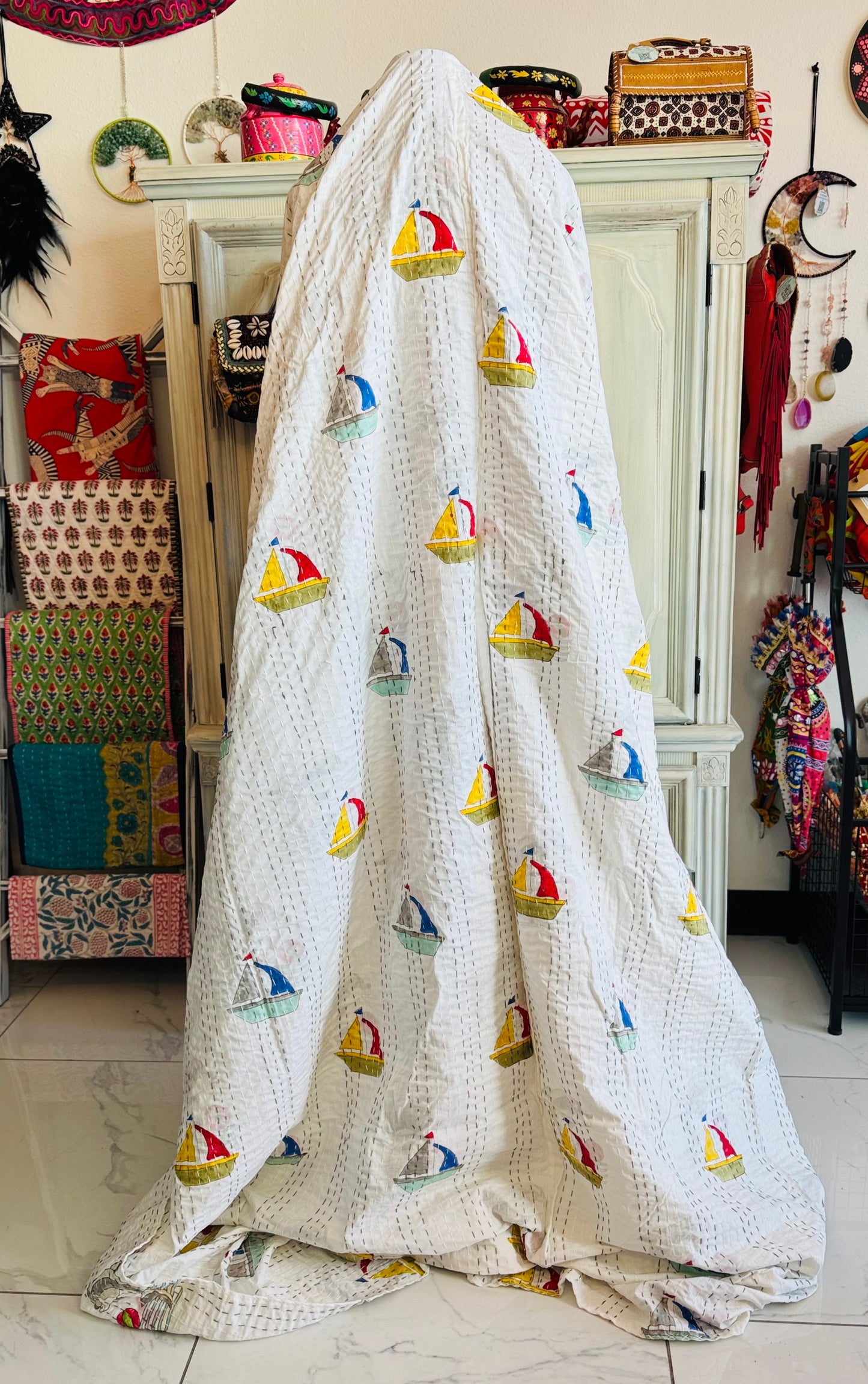 Dolphin Bay – Reversible Handmade Kantha Quilt | Collector’s Edition