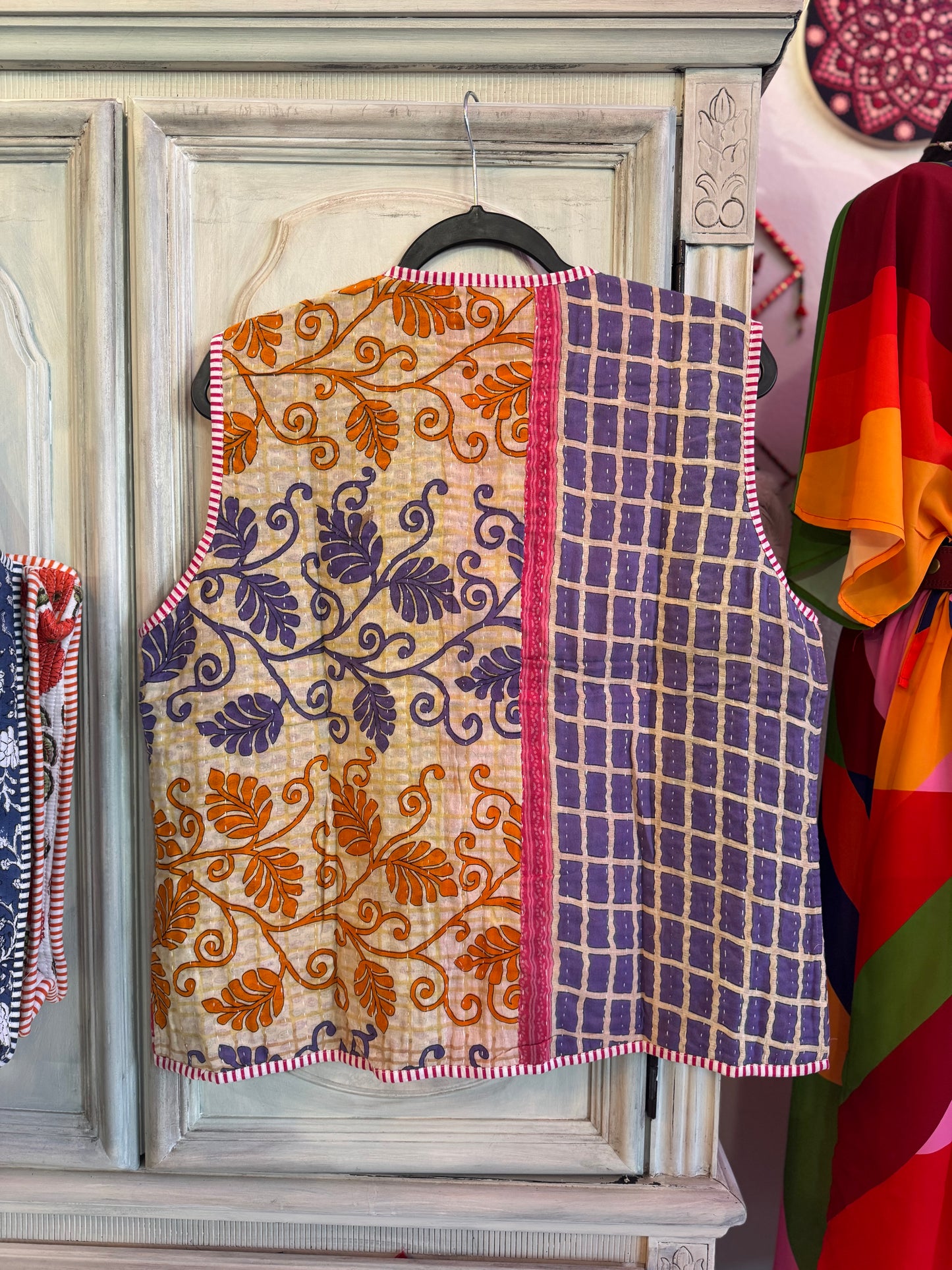 Handmade Reversible Kantha Vest – Firefly | 100% Cotton Jacket