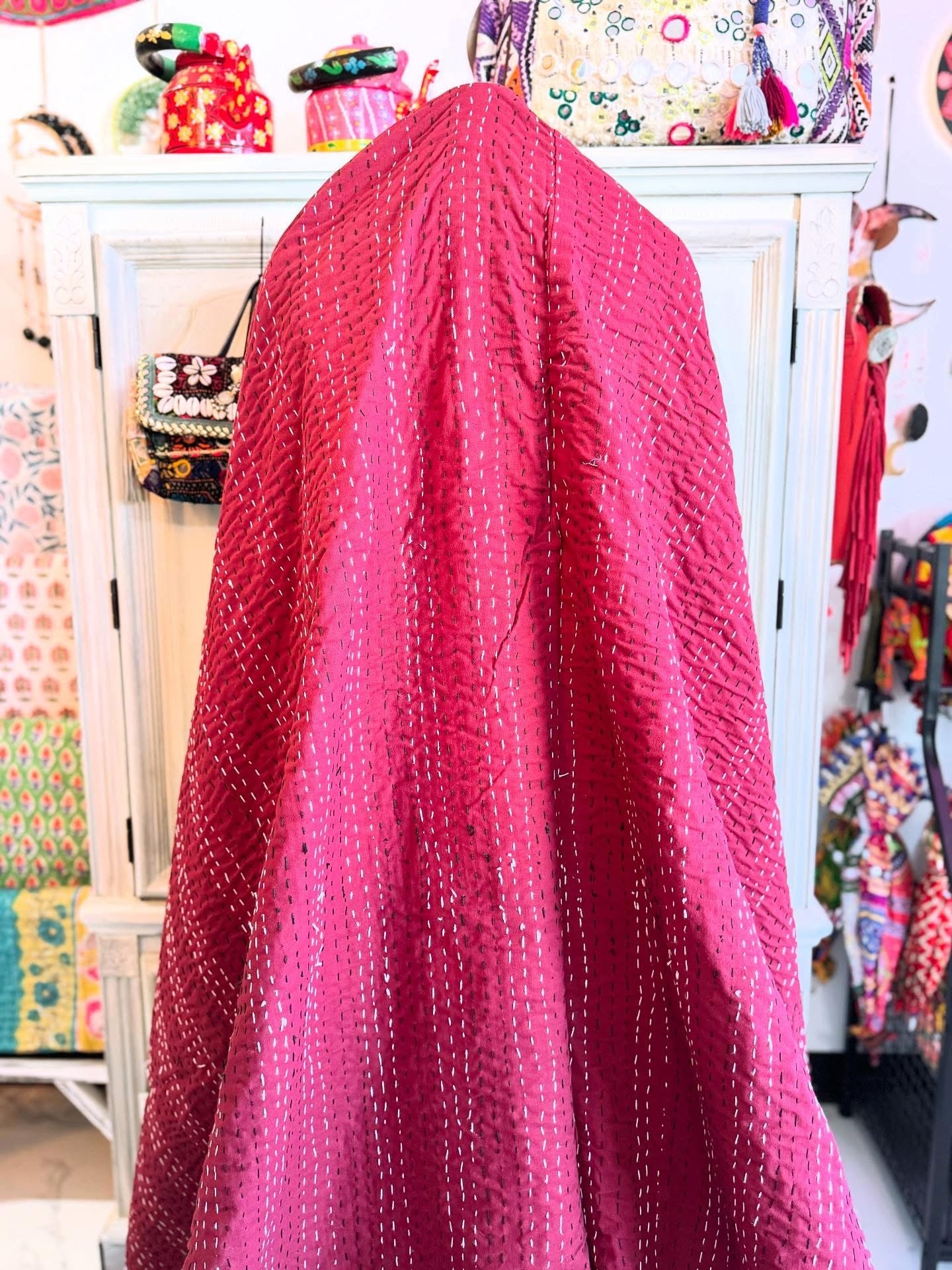 Beasts & Wings - Handblock Printed Kantha Quilt – 100% Cotton | Handmade