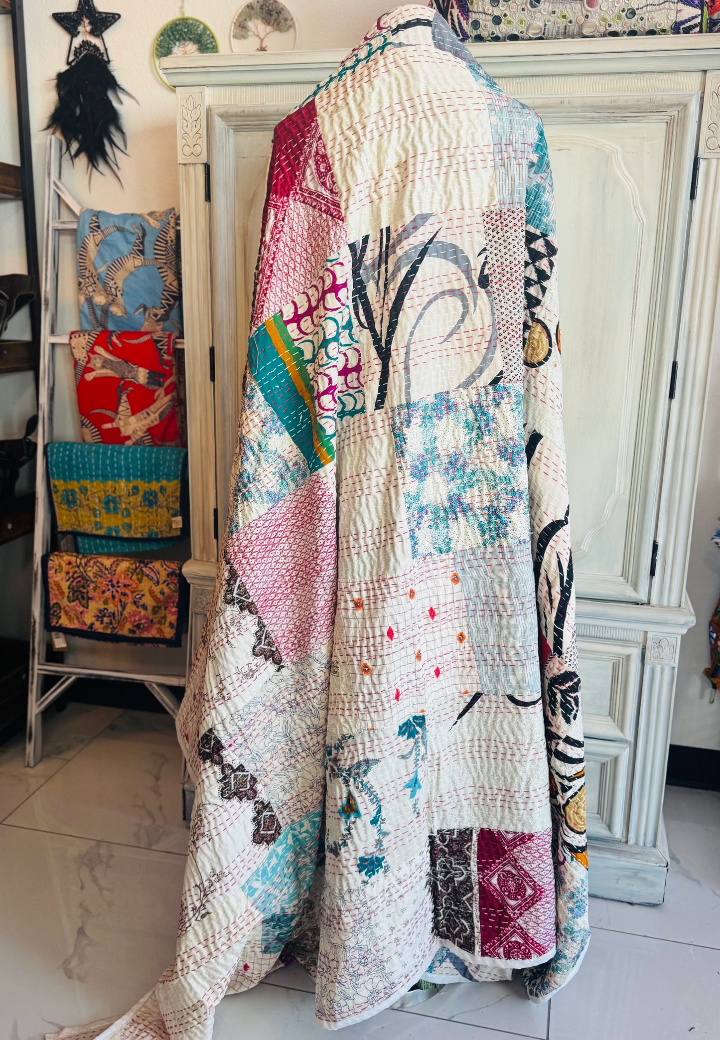 Silk Patchwork Quilt White- Full