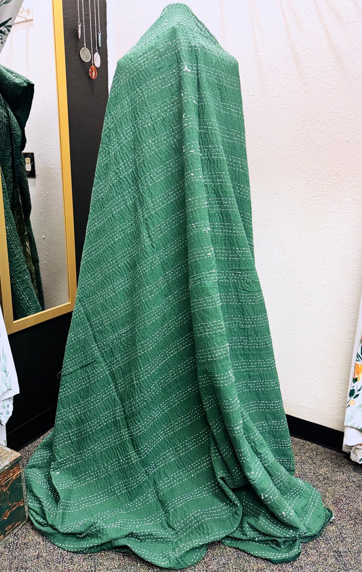 Silk Patchwork Kantha - Green-Queen/ King