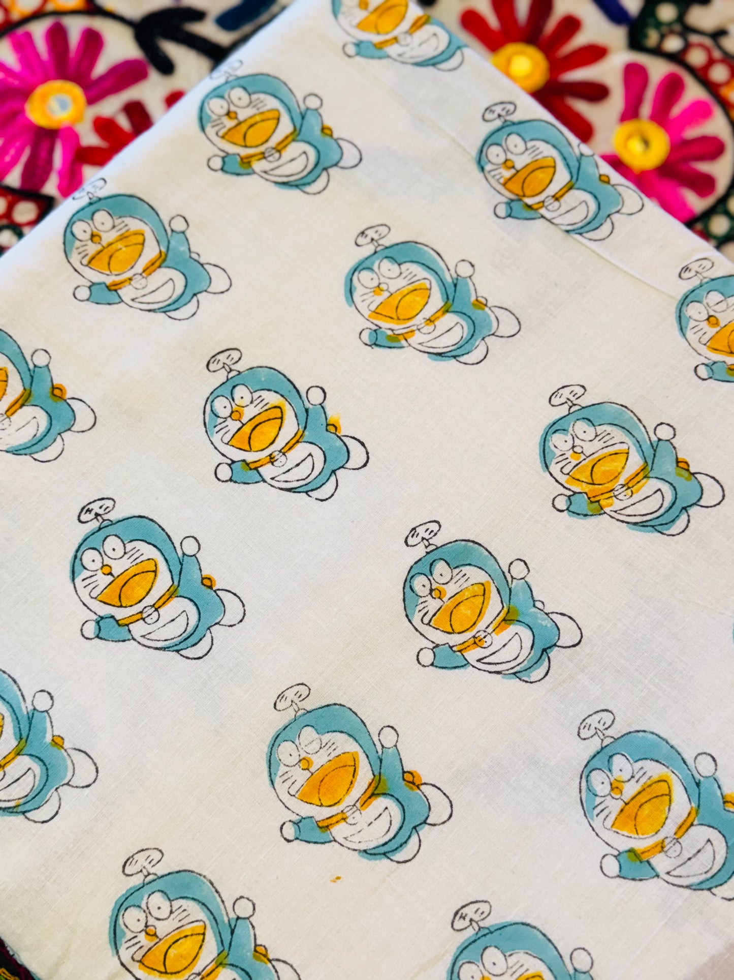 Reversible Cotton Dohar – Robots & Birds | Handmade Toddler Blanket