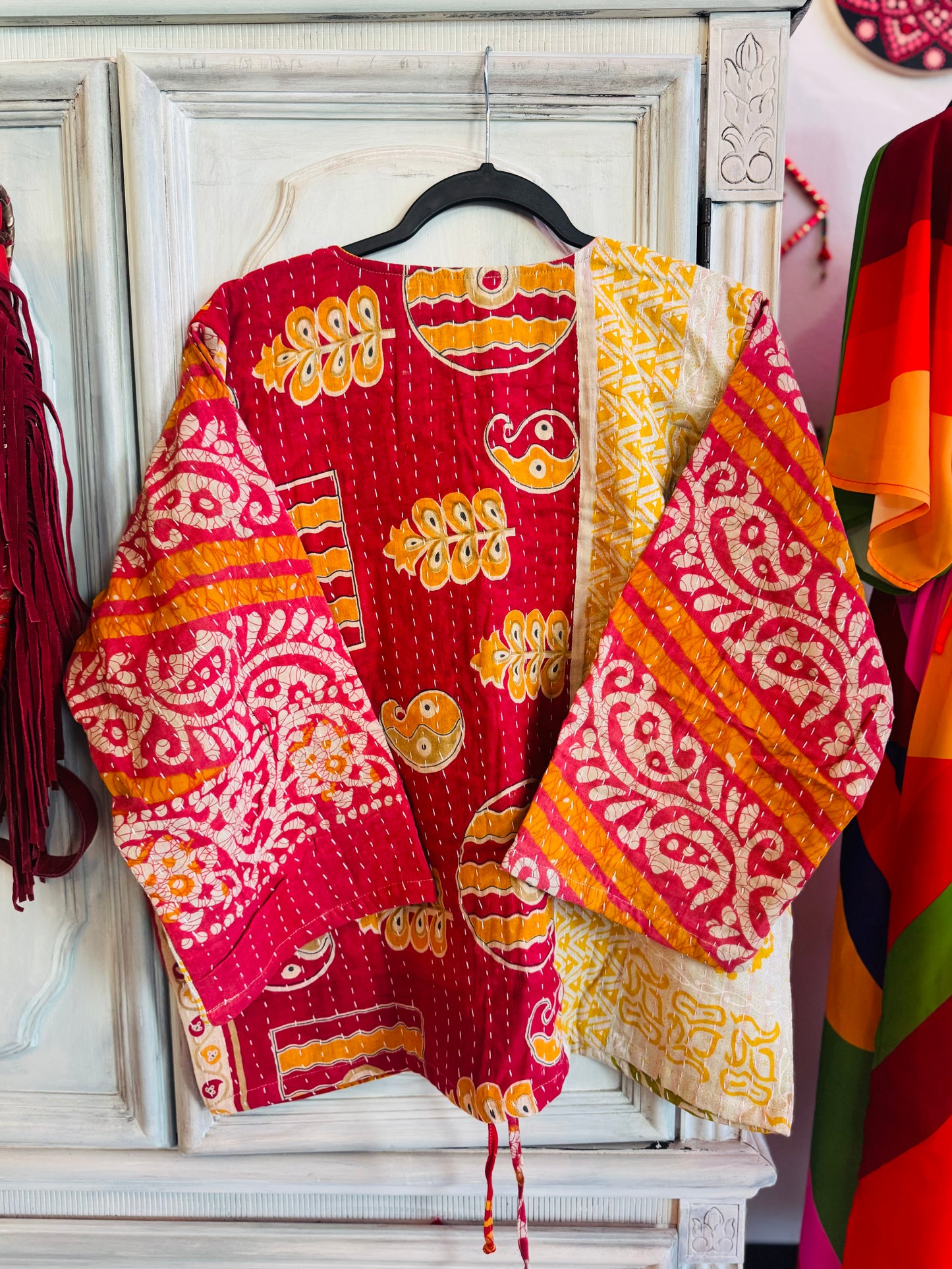 Marigold Ember Butterfly 2-Way Top – Handmade | 100% Cotton Boho Blouse