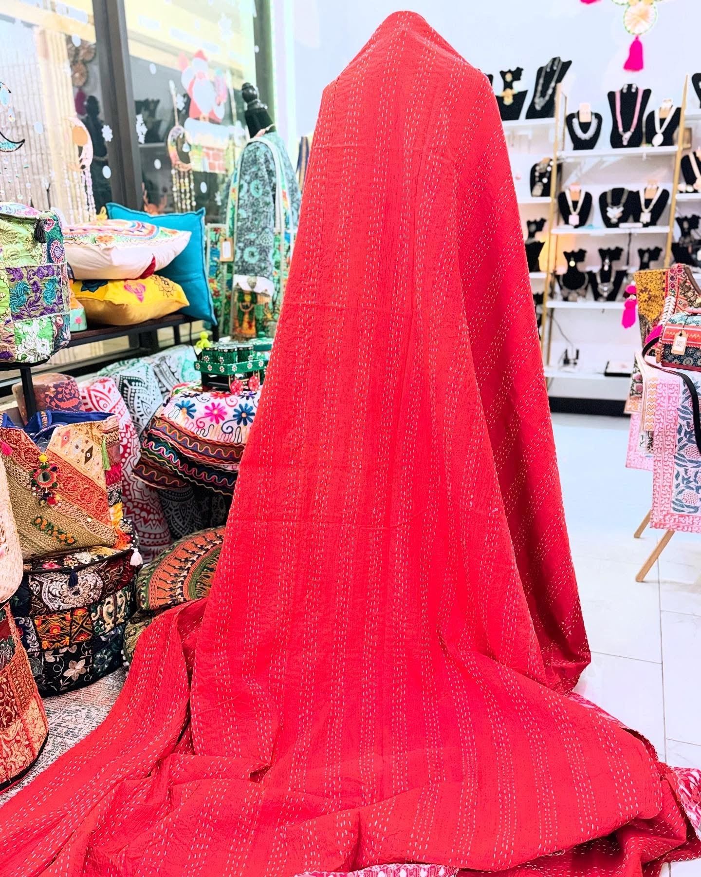 Rosy Reverie – Handblock Printed Kantha Quilt – 100% Cotton | Handmade