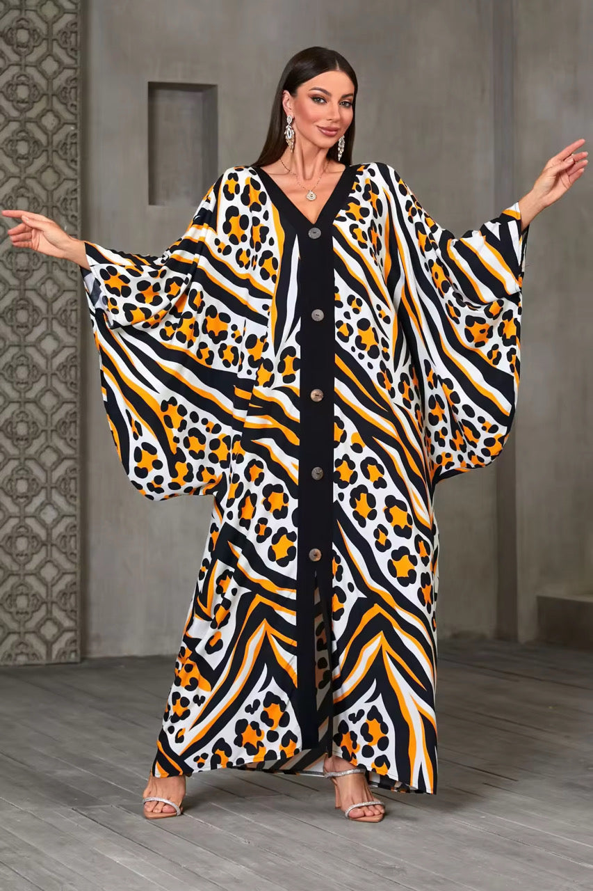 Safari Luxe Print Kaftan – Free Size, Lightweight