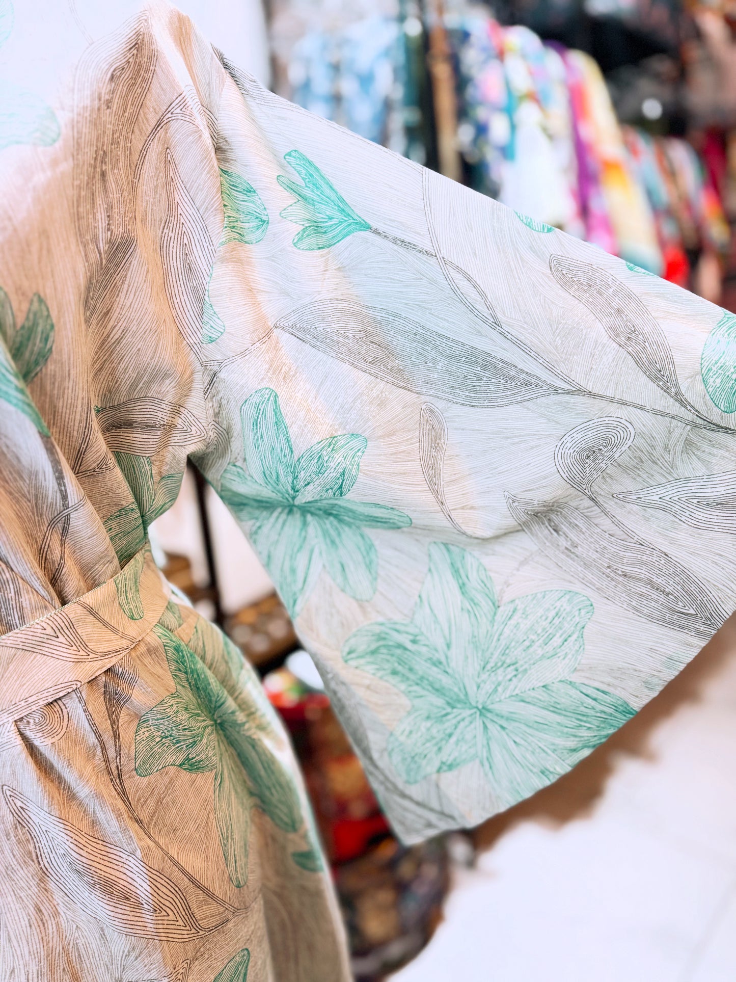 Mint Whisper – Handmade Cotton Wrap Midi Dress with Belt & Pockets (Medium) | Soft Boho Summer Dress