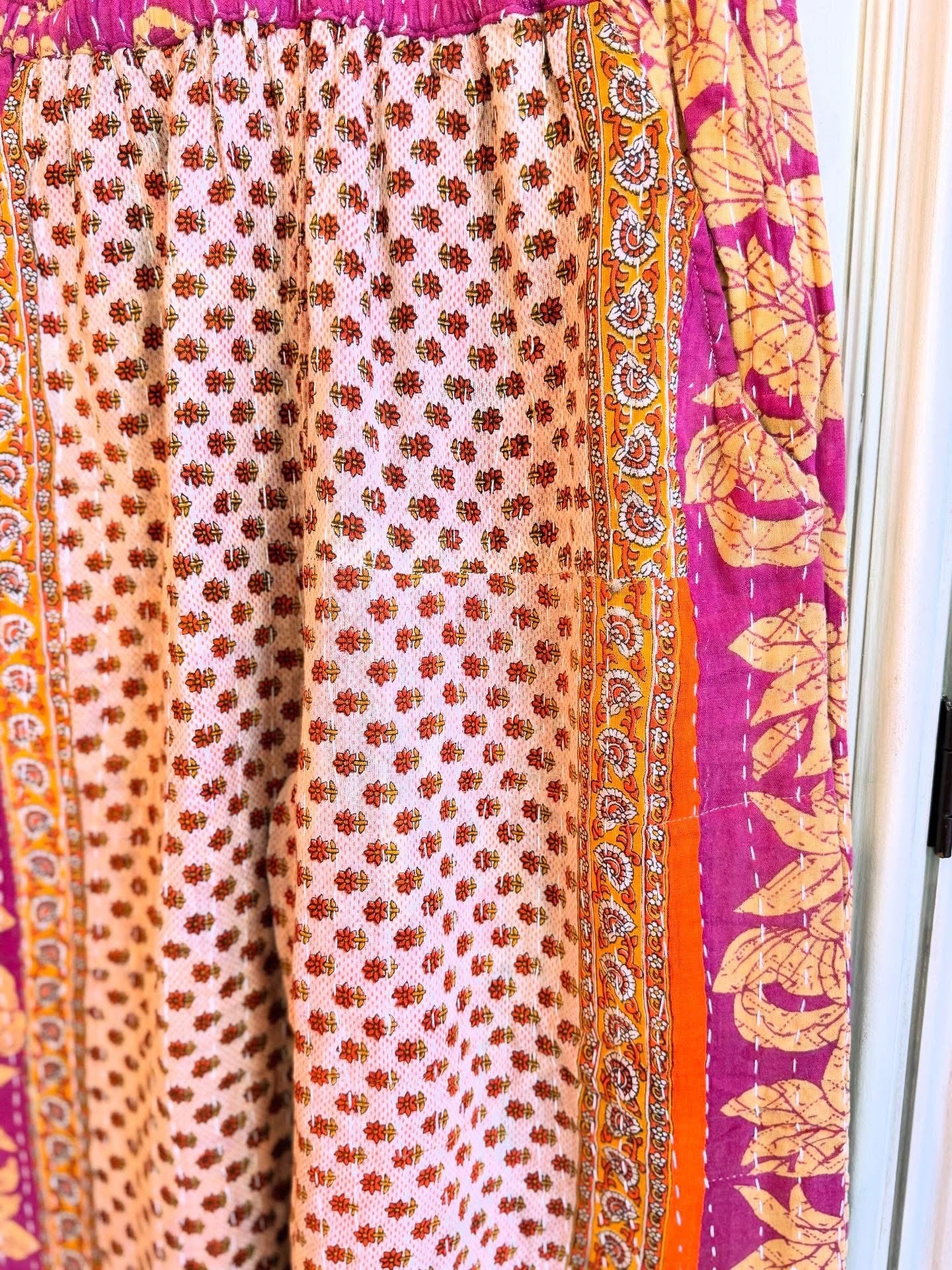 Polka & Paisley – Handmade Kantha Cotton Pants | Wide Leg Boho Trousers