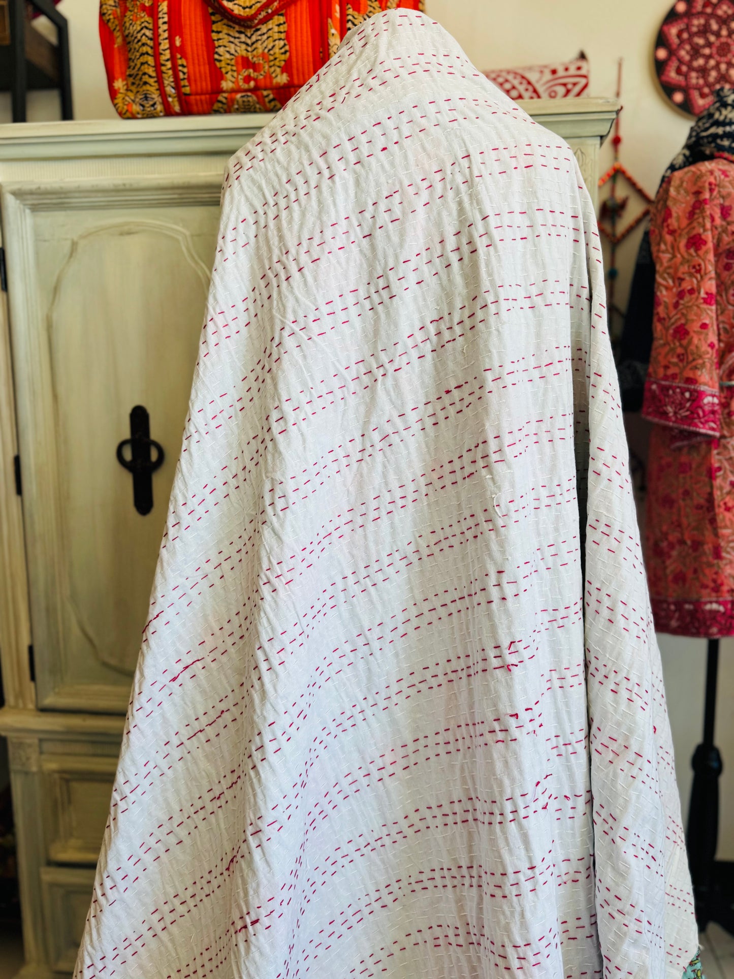Peacock Garden – Handblock Printed Kantha Quilt | Cotton | Handmade | Full Size