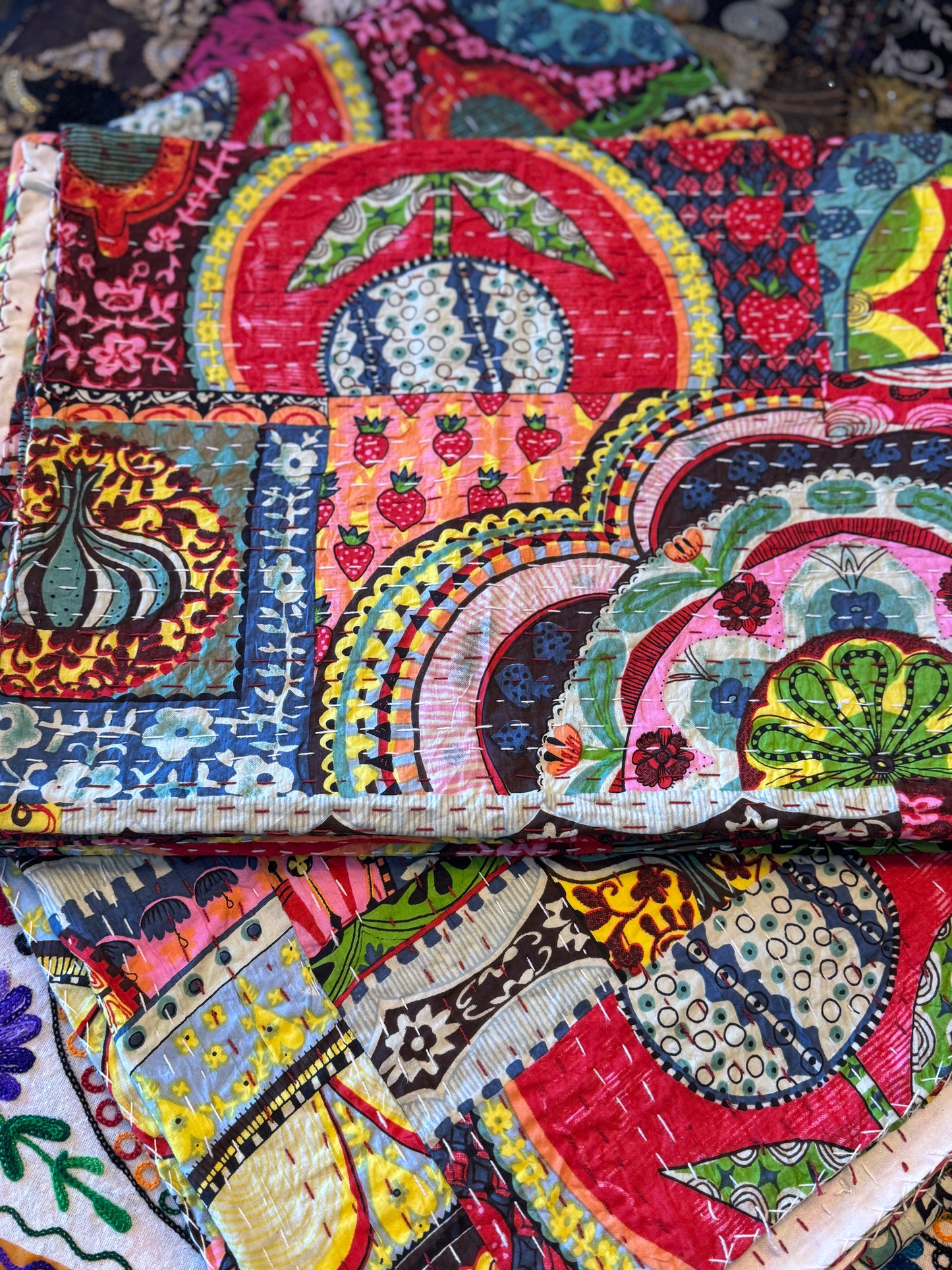 Bohemian Mosaic – Handblock Printed Kantha Quilt – 100% Cotton | Handmade