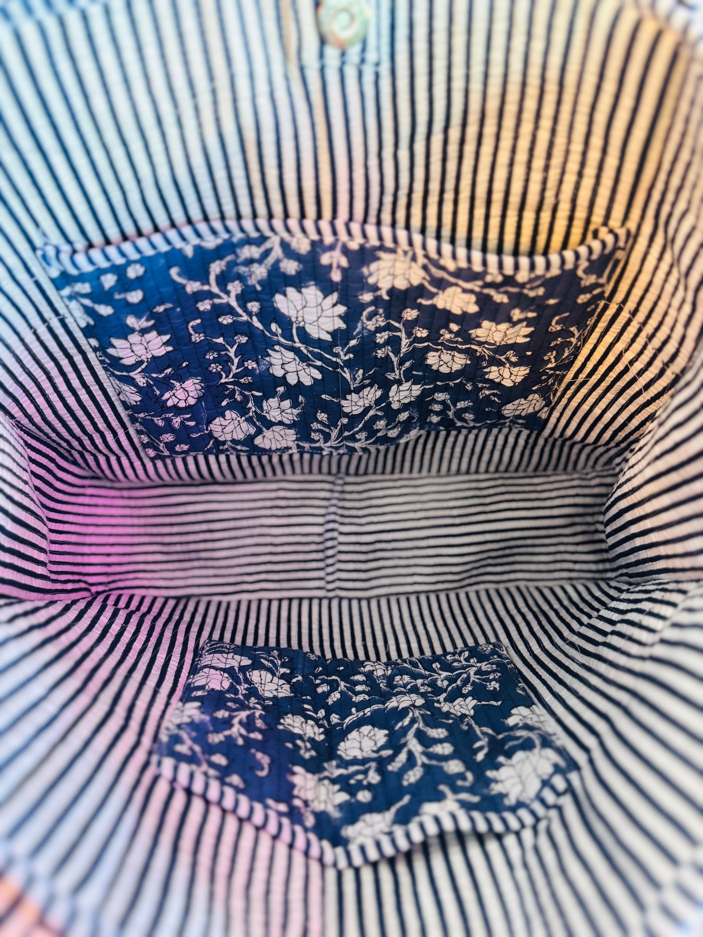 Indigo Garden Tote – Handmade Quilted Cotton Bag | Blue Floral Everyday Tote