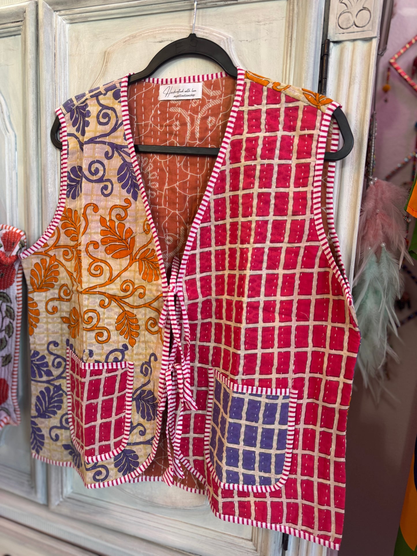 Handmade Reversible Kantha Vest – Firefly | 100% Cotton Jacket