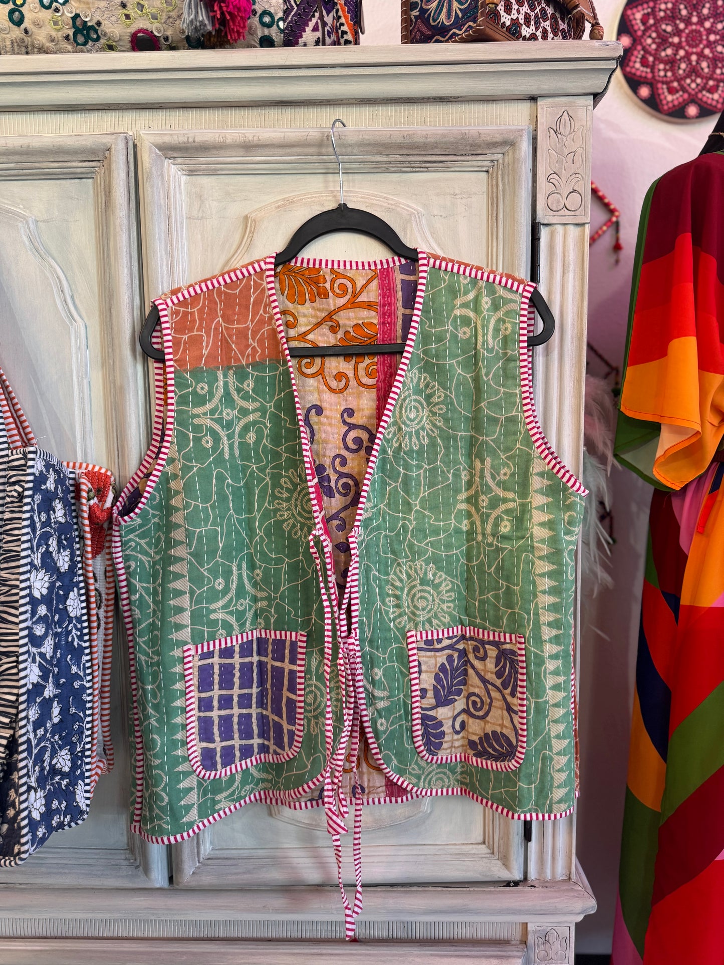 Handmade Reversible Kantha Vest – Firefly | 100% Cotton Jacket