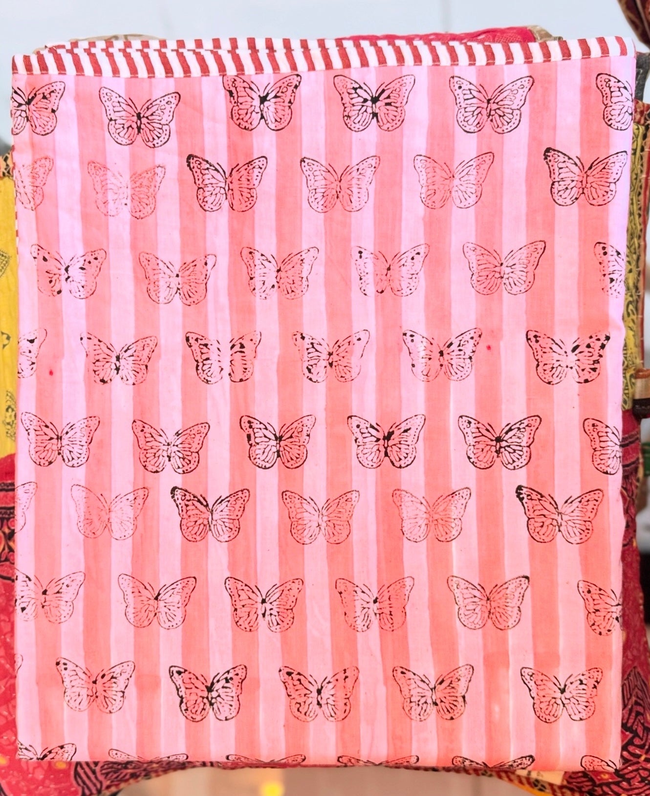 Reversible Cotton Dohar – Astronaut & Butterflies | Handmade Toddler Blanket