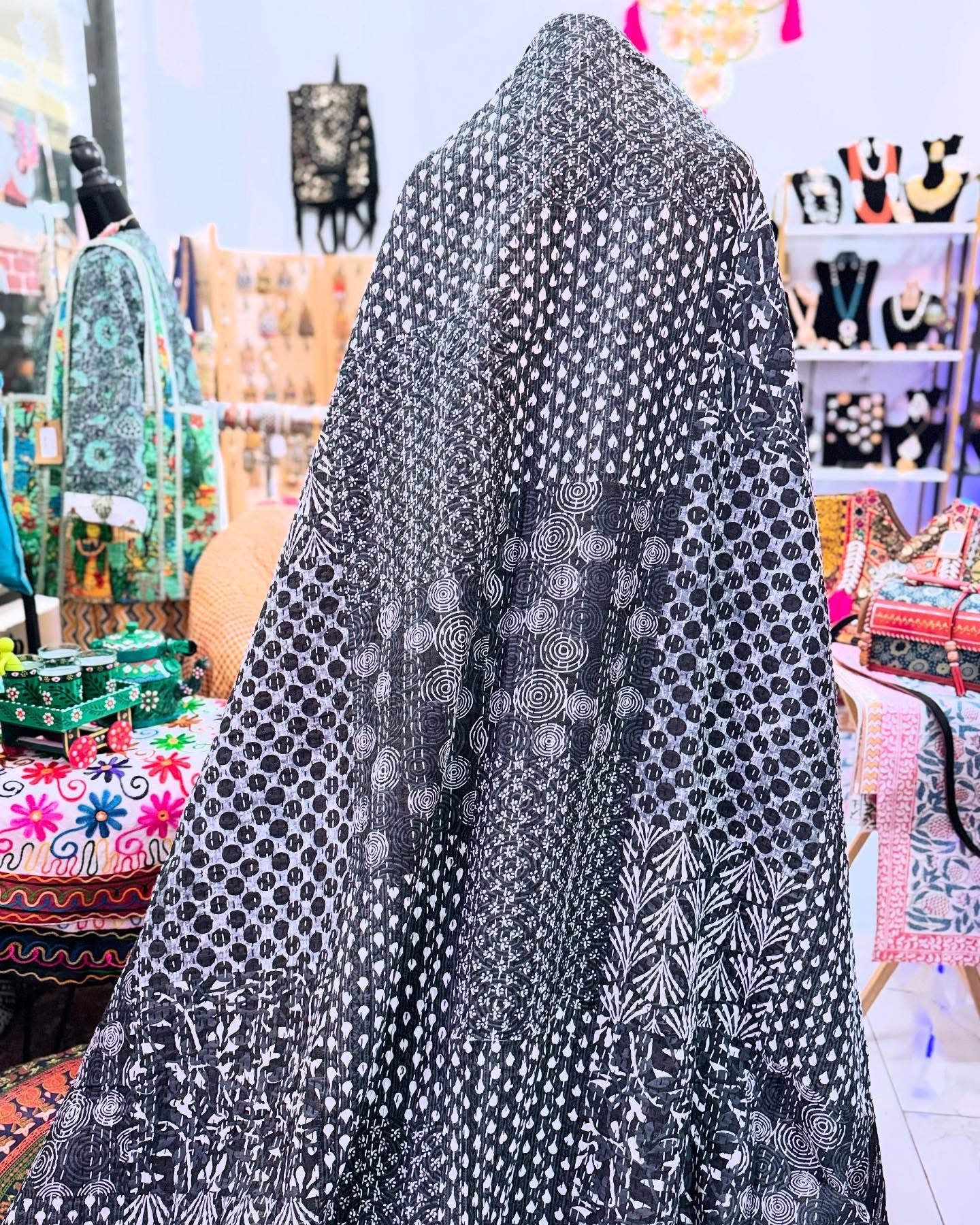 Midnight Garden – Handblock Printed Kantha Quilt – 100% Cotton | Handmade