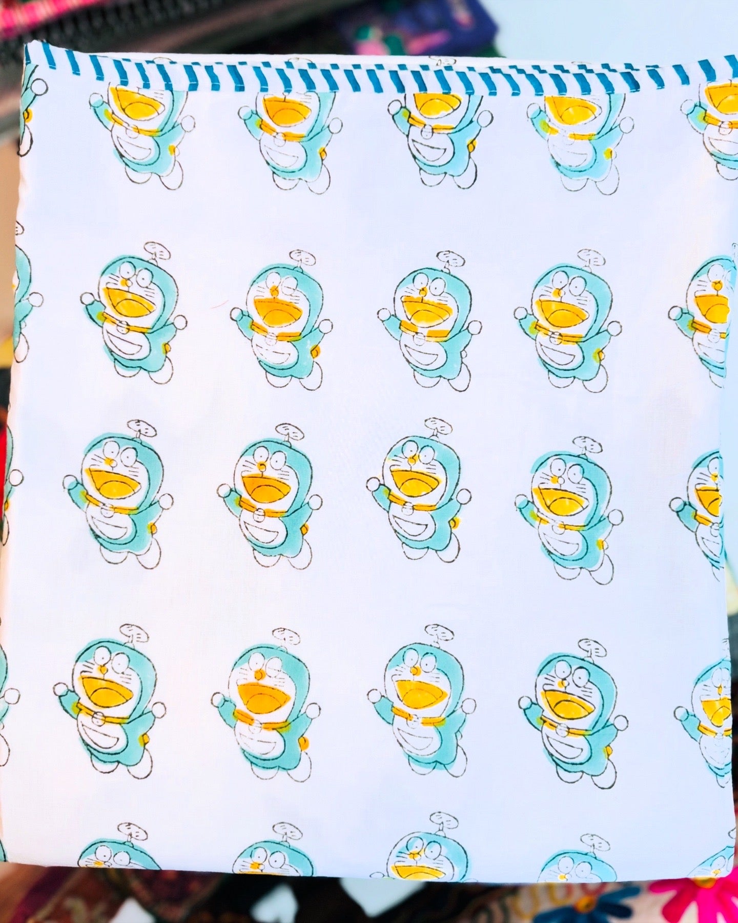 Reversible Cotton Dohar – Robots & Birds | Handmade Toddler Blanket