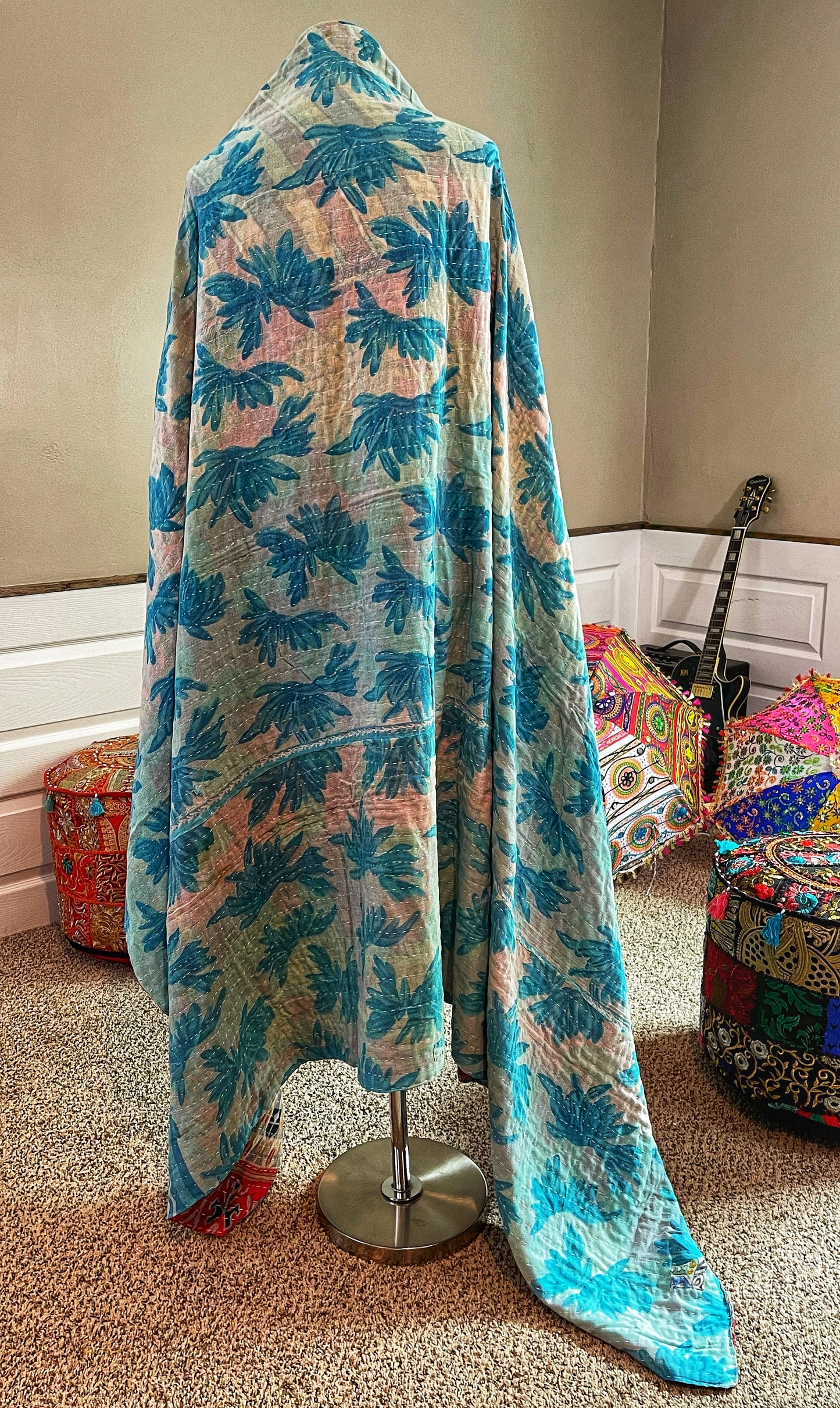 Blue Flowers - Saree Quilt